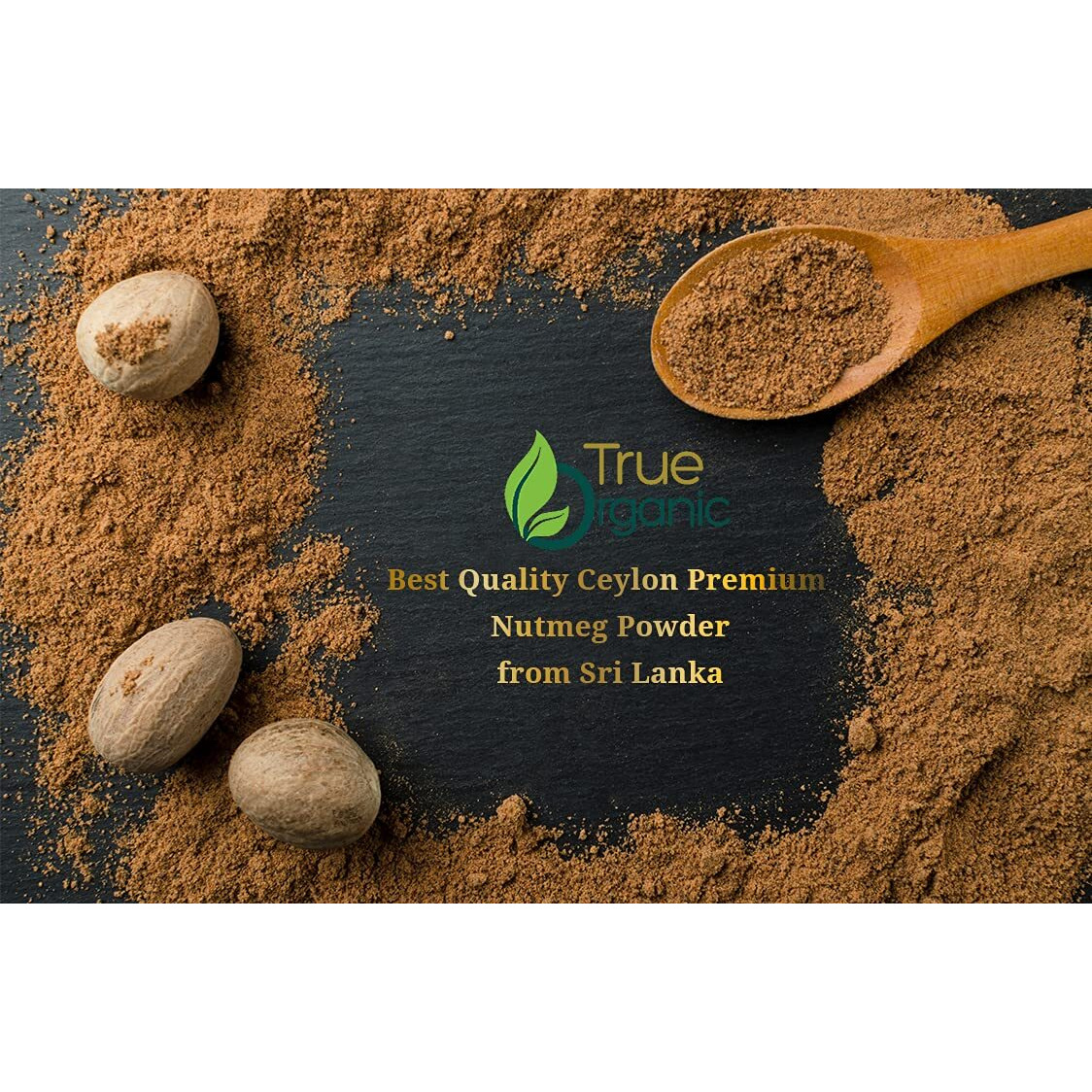 True Organic Ceylon Nutmeg Powder, Premium Grade, Usda & Kosher Certified, Gluten Free, Pure Ceylon Premium Quality, Ground 3.5 Oz