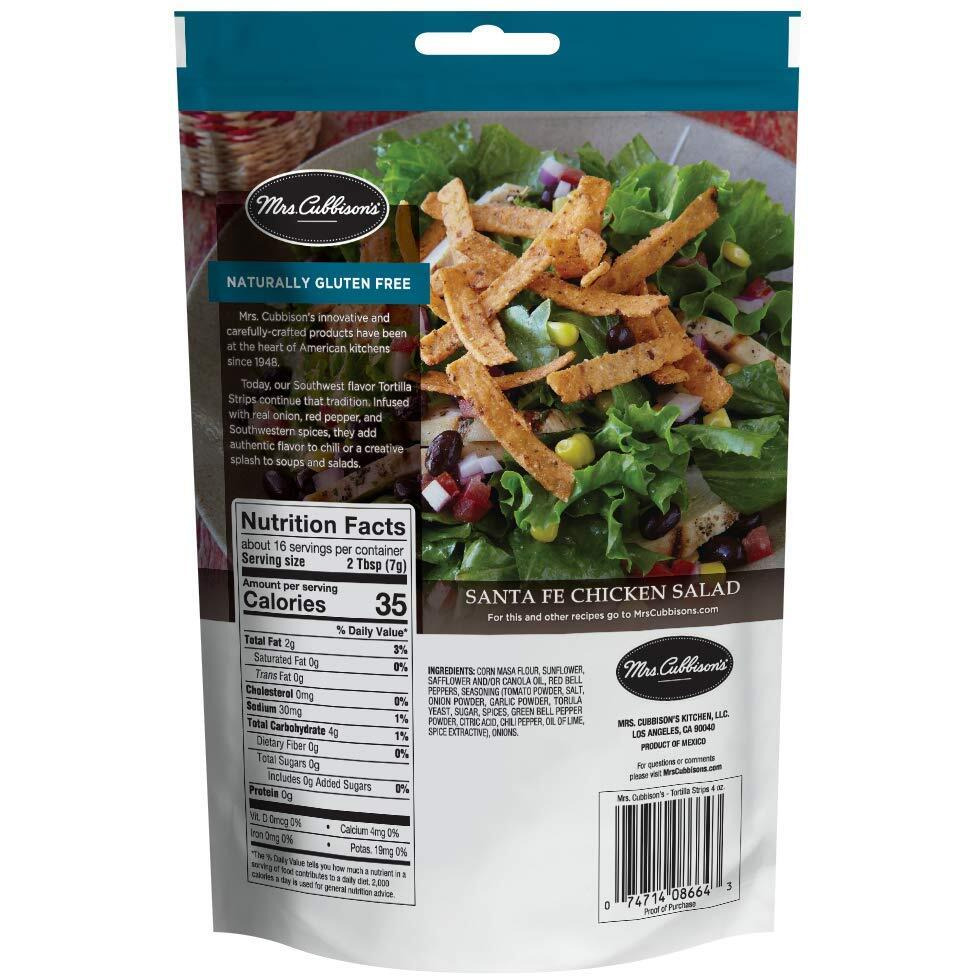 Mrs. Cubbison's Tortilla Strips - Santa Fe Style, Great For Snacking, Soup And Salad Topper - Southwest Flavor, 4 Ounce (Pack Of 9)