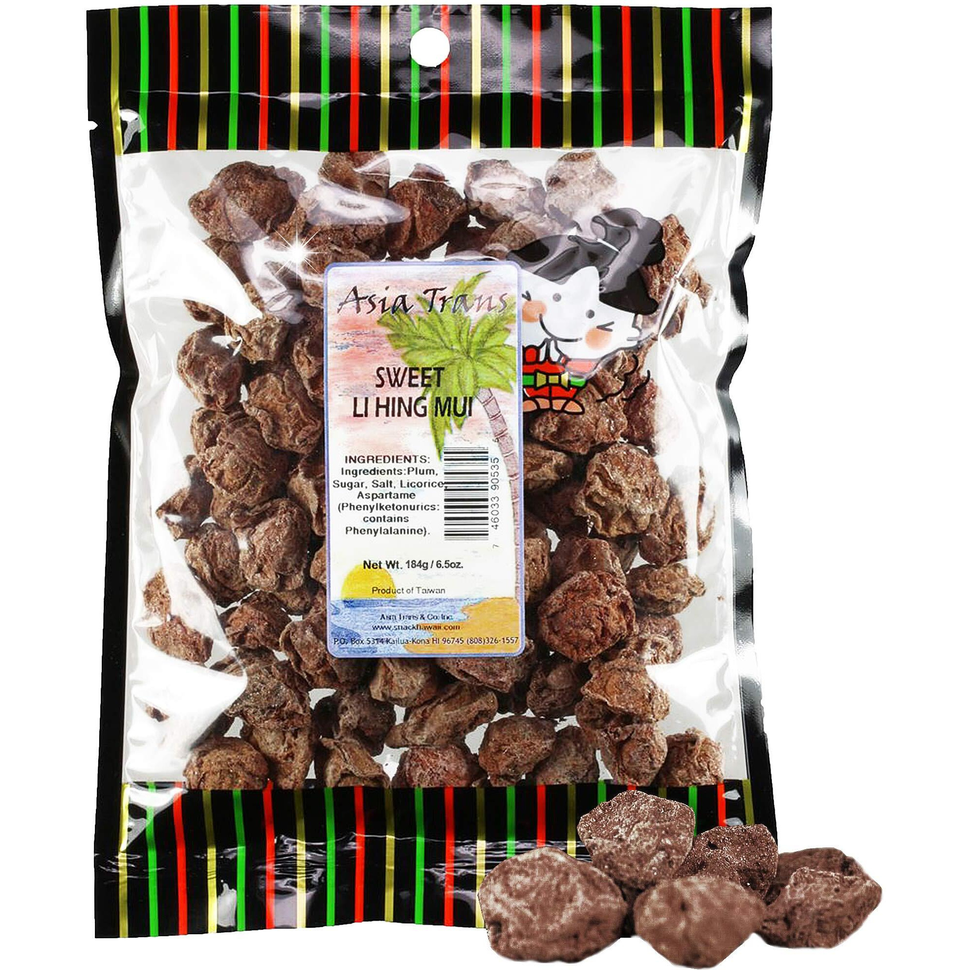 Asia Trans Sweet Seeded Li Hing Mui Crack Seed Plums | Hawaiian Favorite | Naturally Sweet Dried Asian Plum Candy (6.5 Oz)