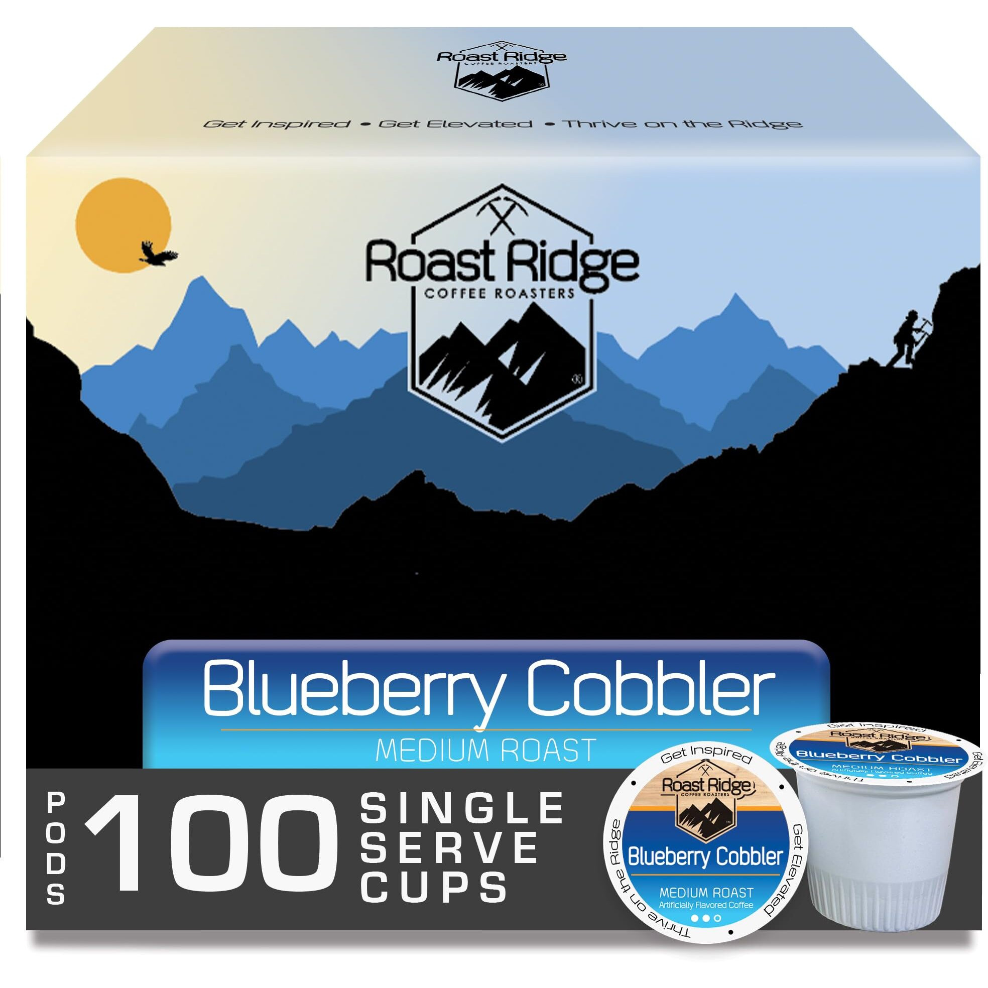 Roast Ridge Single Serve Coffee Pods For Keurig K-Cup Brewers, Blueberry Cobbler, Medium Roast, 100 Count