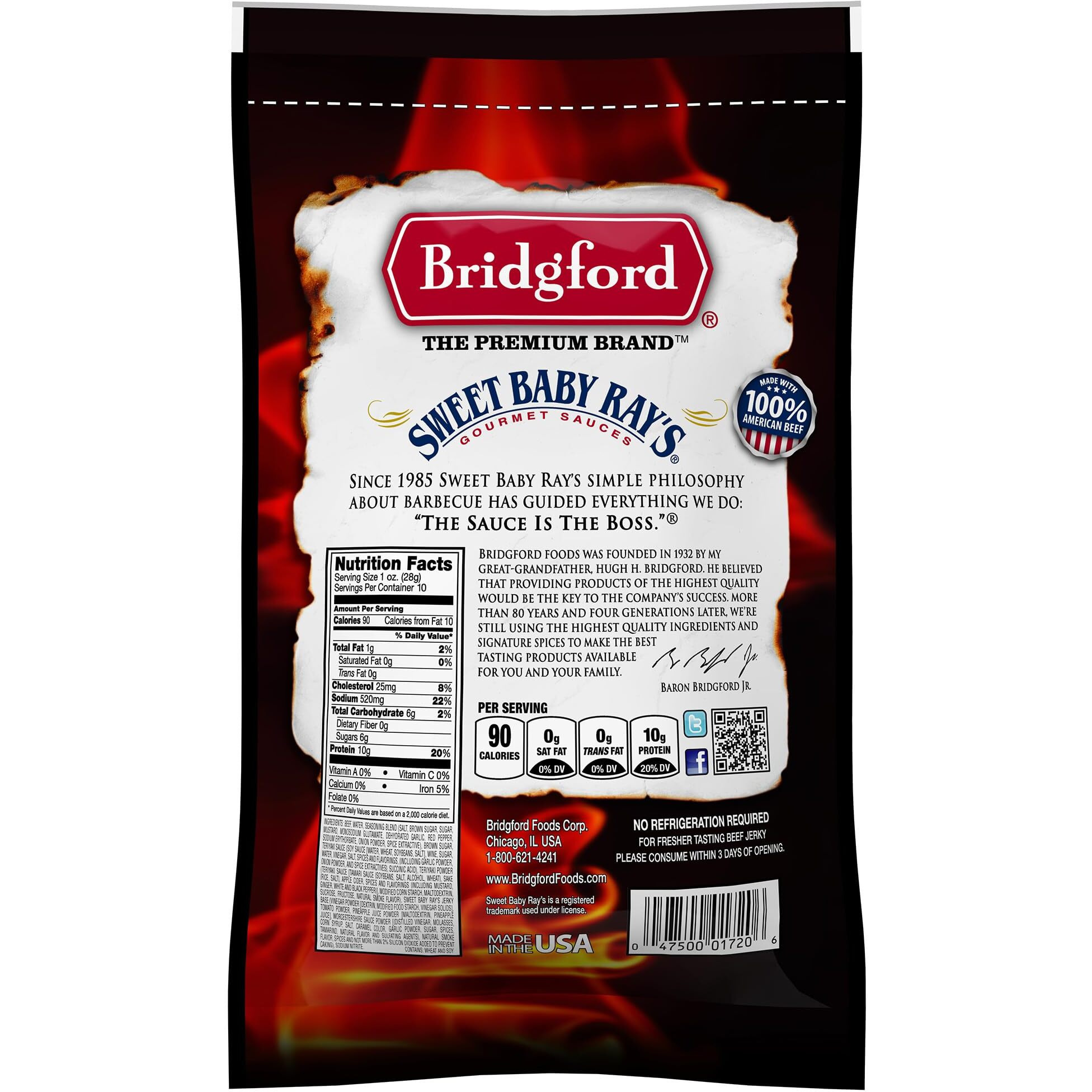 Bridgford Sweet Baby Rays Beef Jerky Sweet Teriyaki 10 Oz Pack Of 2 - High Protein Beef Jerky For Low Carb And High Protein Diets - Beef Jerky Teriyaki For On The Go Snacking And Busy Lifestyles