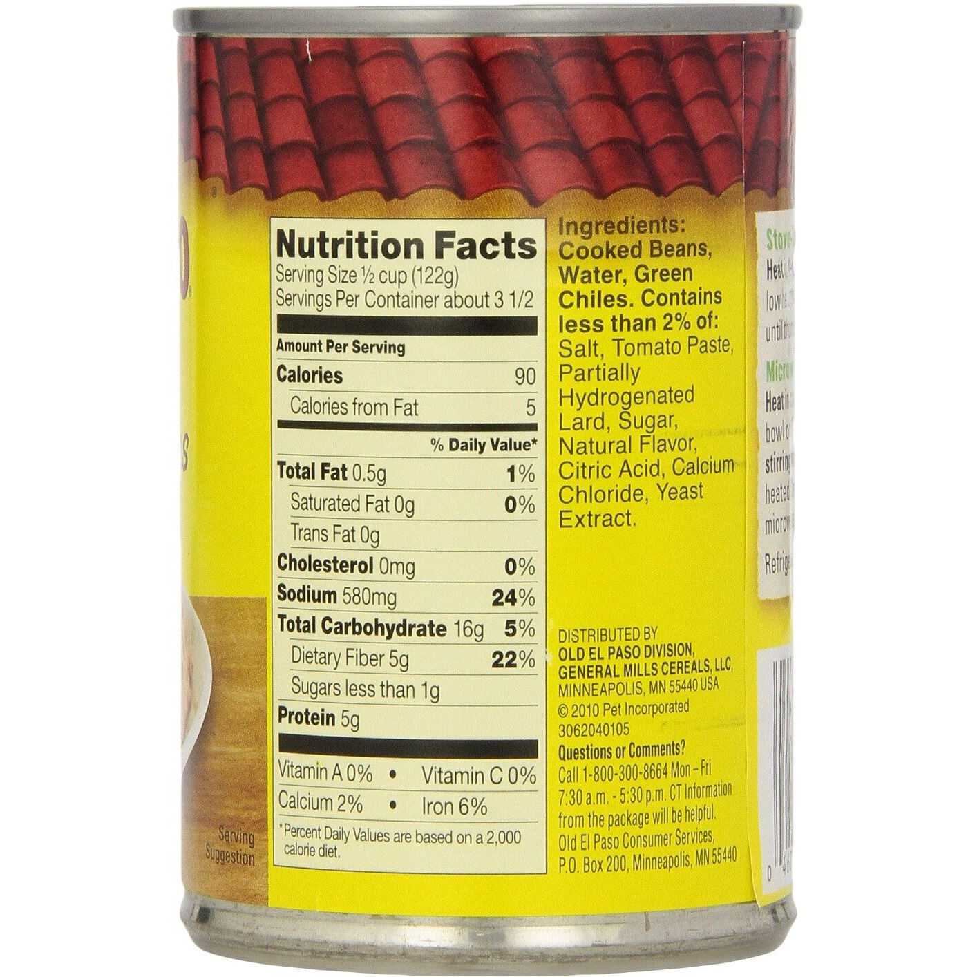 Old El Paso Green Chiles Refried Beans, 16 Oz. (Pack Of 12)