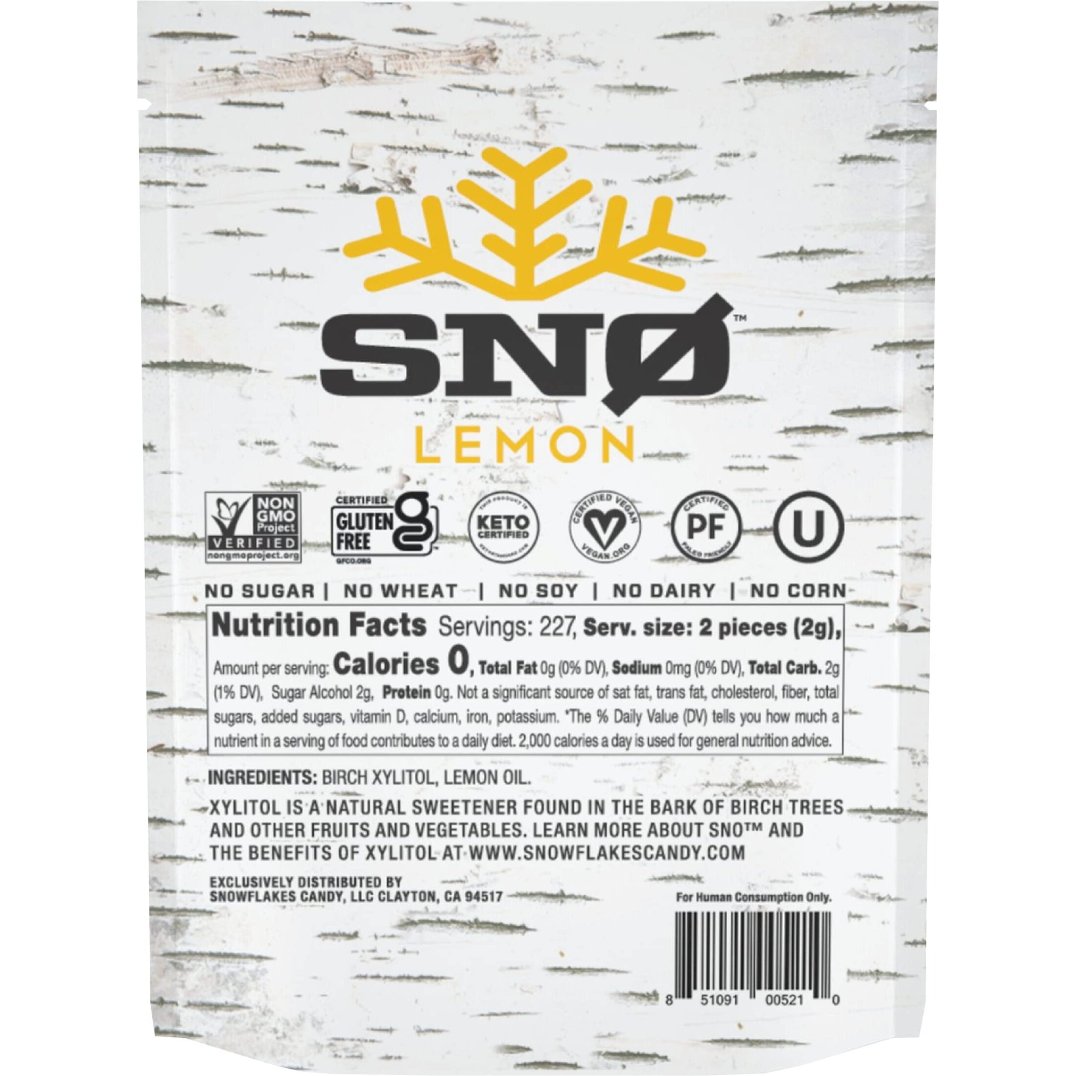 Lemon Xylitol Candy Chips - Sn 1Lb Bag- Sugar-Free Candy With Only 2 Ingredients | Low Carbs, Diabetic-Friendly, Non-Gmo, Vegan, Gf & Kosher | Purest Candy In The World