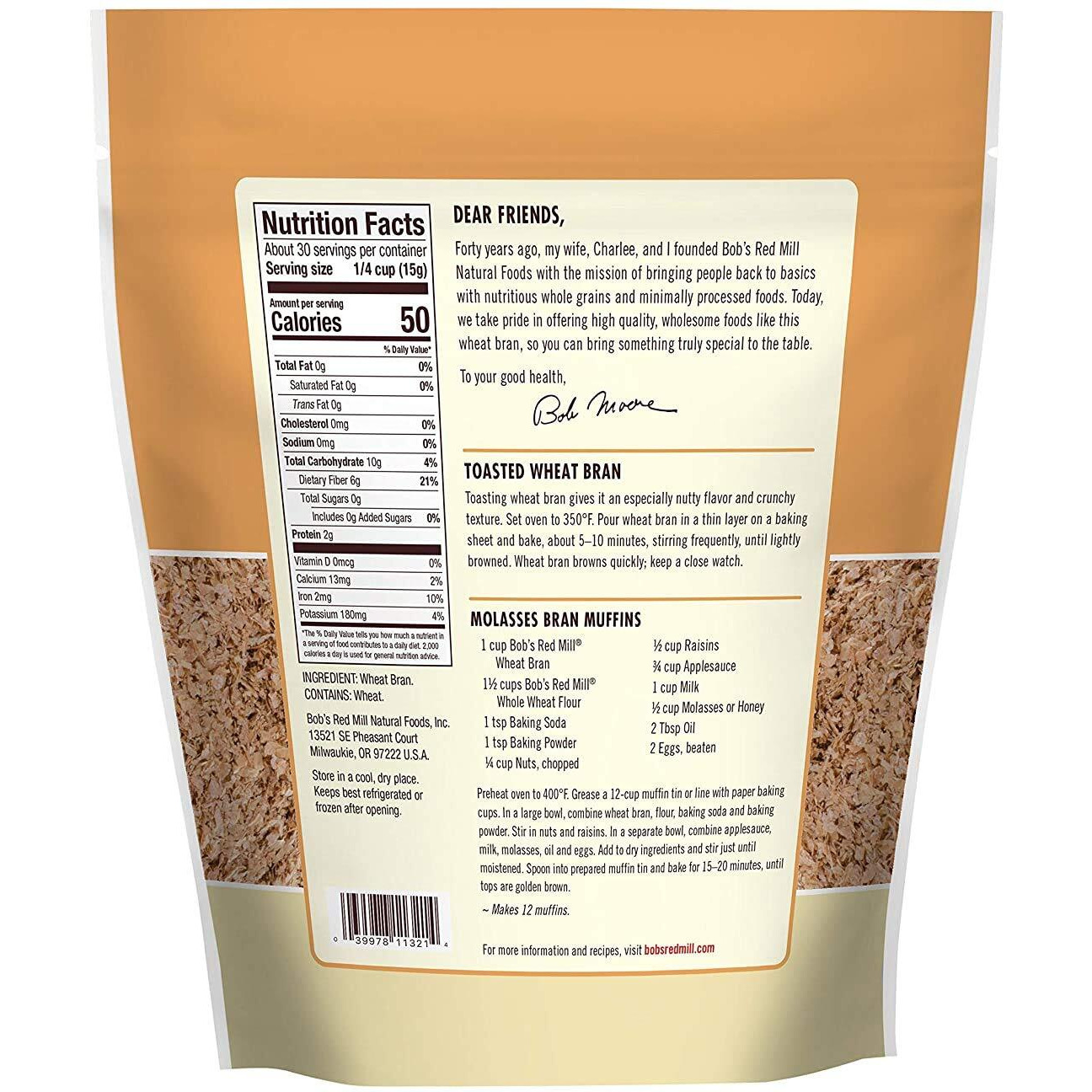 Bob's Red Mill High Fiber Wheat Bran, 16 Oz (Pack Of 3)