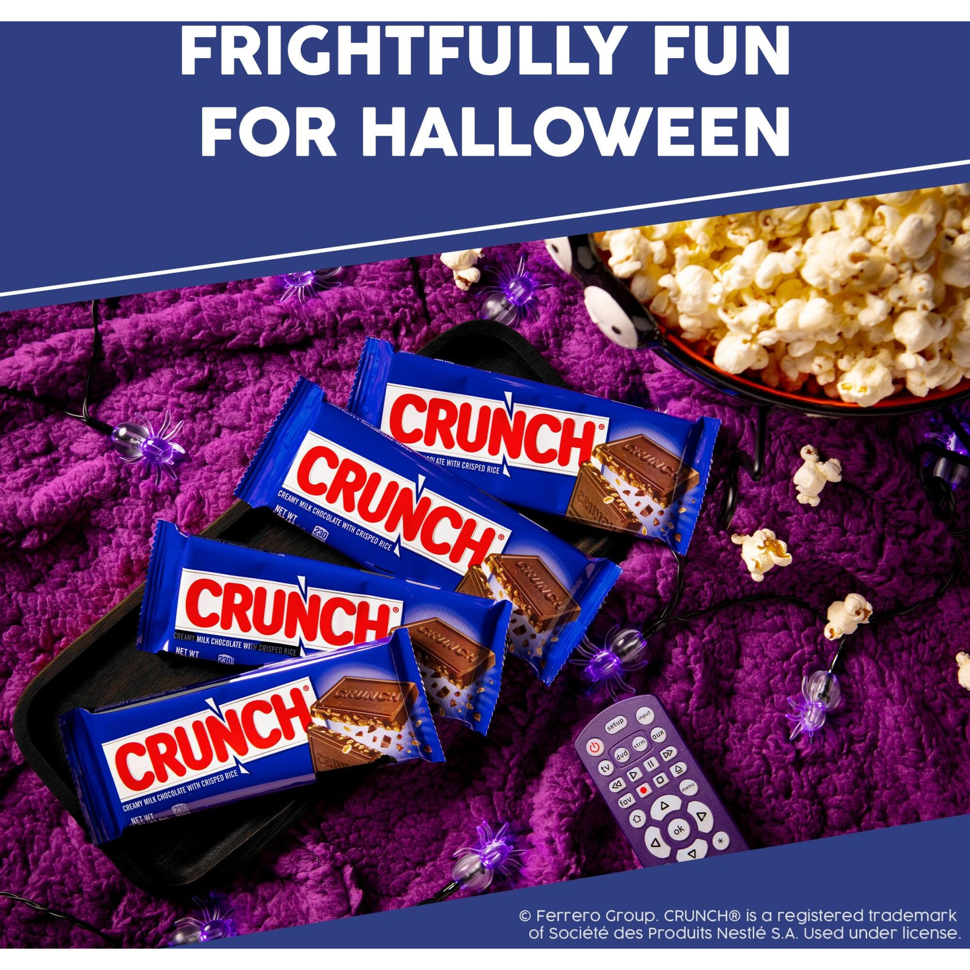 Crunch, Bulk 18 Count, Milk Chocolate And Crisped Rice, Full Size, Individually Wrapped Candy Bars, Halloween Candy, 1.55 Oz Each