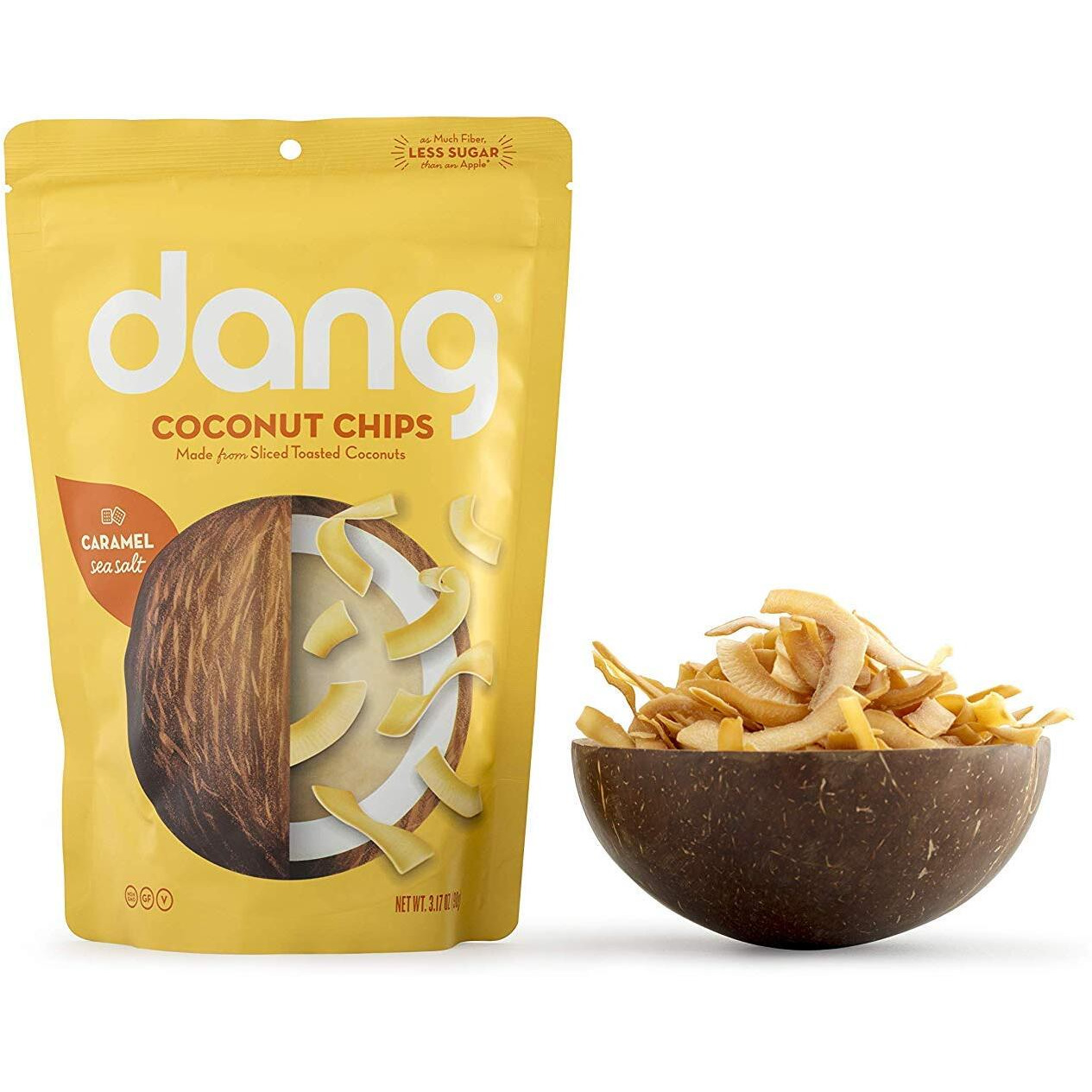 Dang Toasted Coconut Chips | Caramel Sea Salt | 4 Pack | Vegan, Gluten Free, Paleo Friendly, Non Gmo, Healthy Snacks Made With Whole Foods | 3.17 Oz Resealable Bags