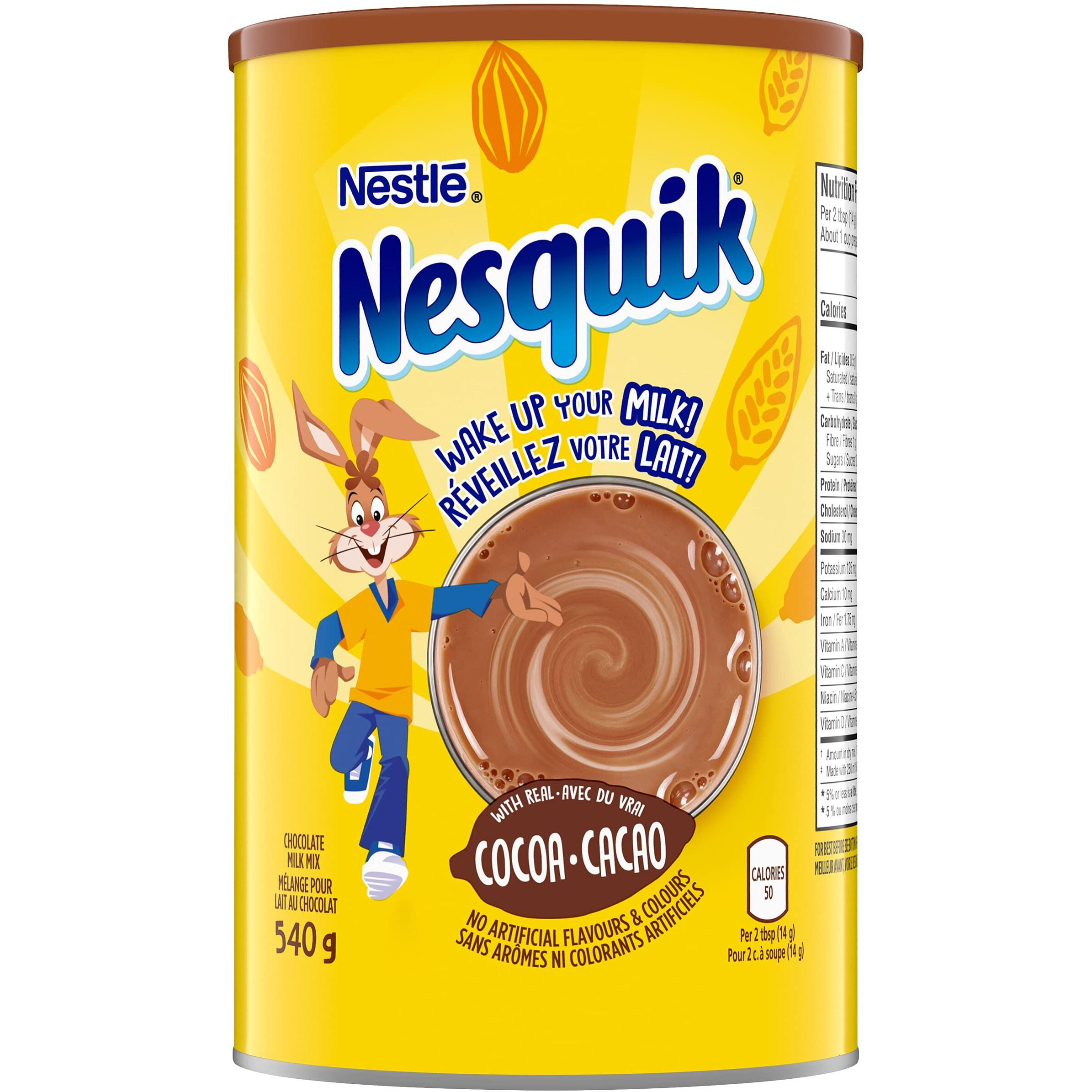 Nesquik Less Sugar Vitamin Enriched Chocolate Powder, 540G/19 Oz. Canister {Imported From Canada}