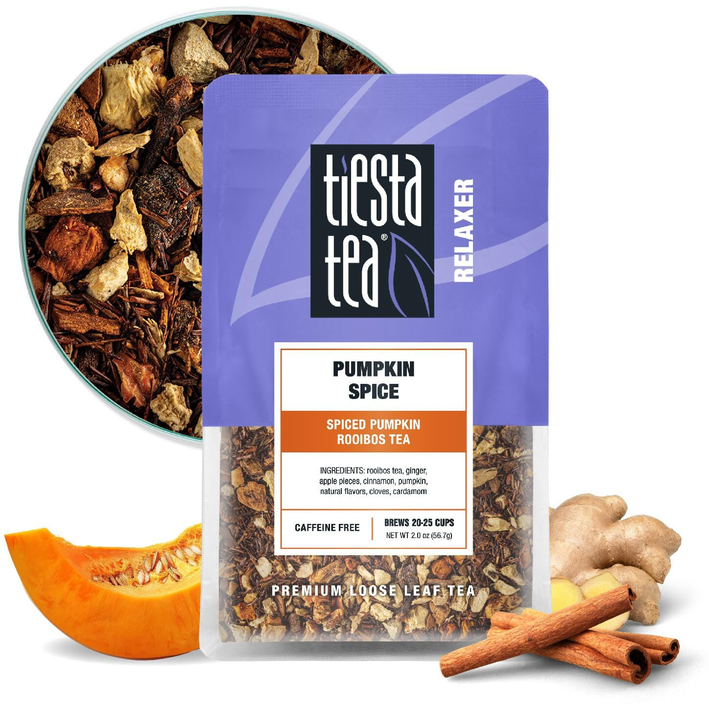 Tiesta Tea - Pumpkin Spice Rooibos Tea | Premium Loose Leaf Tea Blend | Non-Caffeinated Herbal Infusion | Make Hot Or Iced & Up To 25 Cups | Made With Natural Ingredients - 2Oz Resealable Pouch