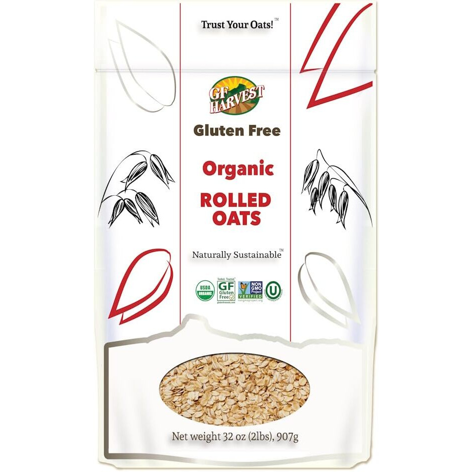 Gf Harvest Gluten Free Organic Rolled Oats, 32 Ounce Bag, Oat