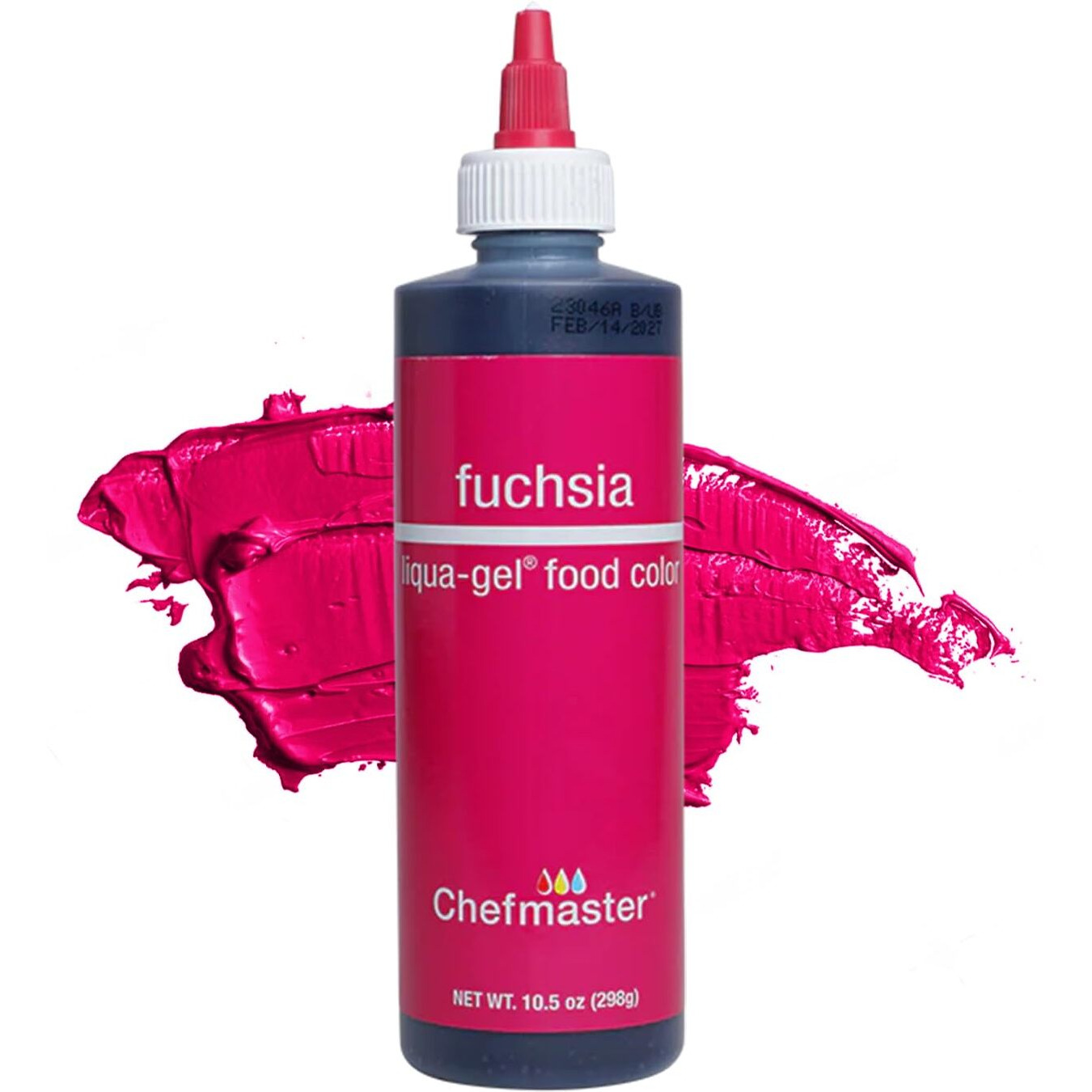 Chefmaster Fuschsia Liqua-Gel Food Coloring | Vibrant Color | Professional-Grade Dye For Icing, Frosting, Fondant | Baking & Decorating | Fade-Resistant | Easy-To-Use | Made In Usa | 10.5 Oz