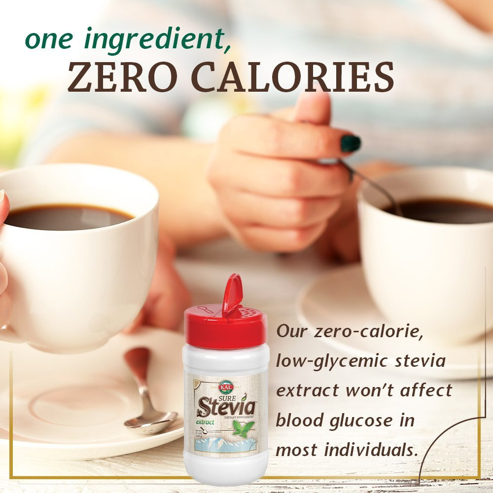 Kal Sure Stevia Extract Powder, 1.3 Oz. | Best-Tasting, Zero Calorie, Low Glycemic | 730 Servings
