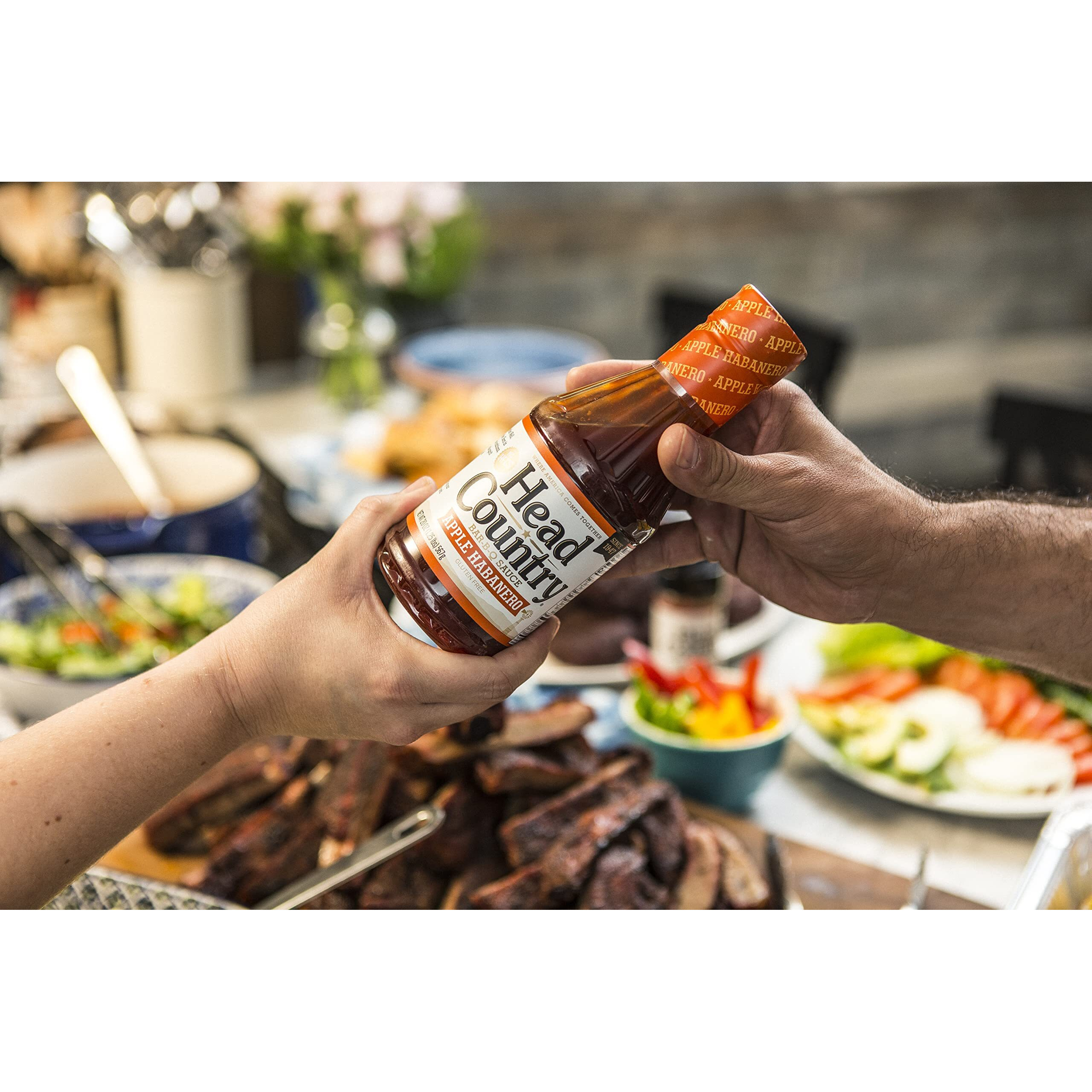 Head Country Bar-B-Q Sauce, Apple Habanero | Gluten Free Bbq Sauce With No Allergens | Sweet Apple & Spicy Habanero Championship Barbecue Sauce For Chicken, Pulled Pork & Ribs | 20 Ounce, Pack Of 6