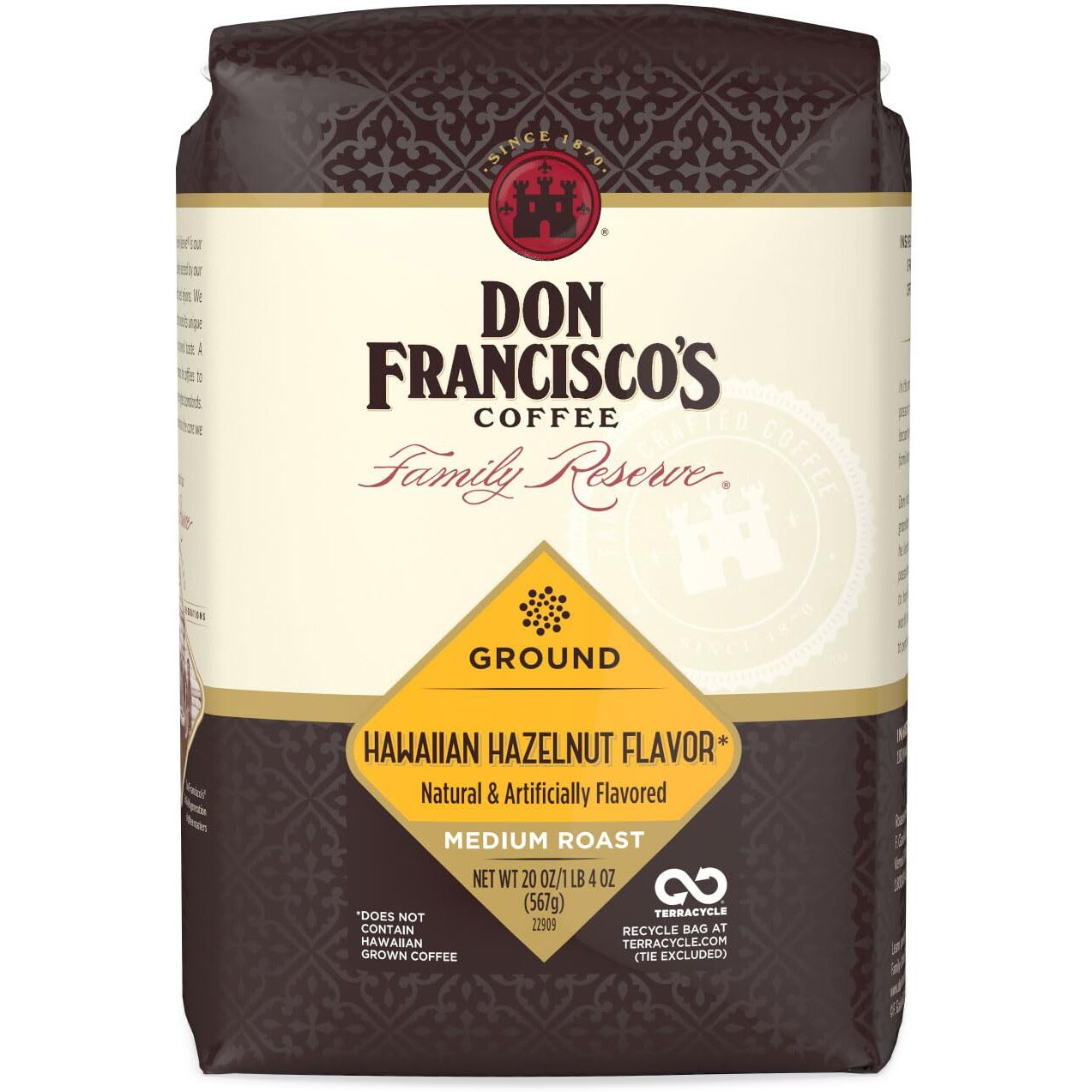 Don Francisco's Hawaiian Hazelnut Flavored Medium Roast Ground Coffee (20 Oz Bag)