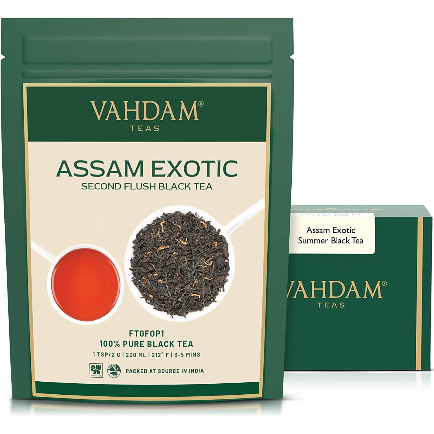 Vahdam, Fresh Harvest Assam Tea Leaves With Golden Tips, 3.53Oz (50 Cups) Strong, Malty & Rich - Exotic Assam Tea Loose Leaf | Pure Assam Black Tea | English Breakfast Tea