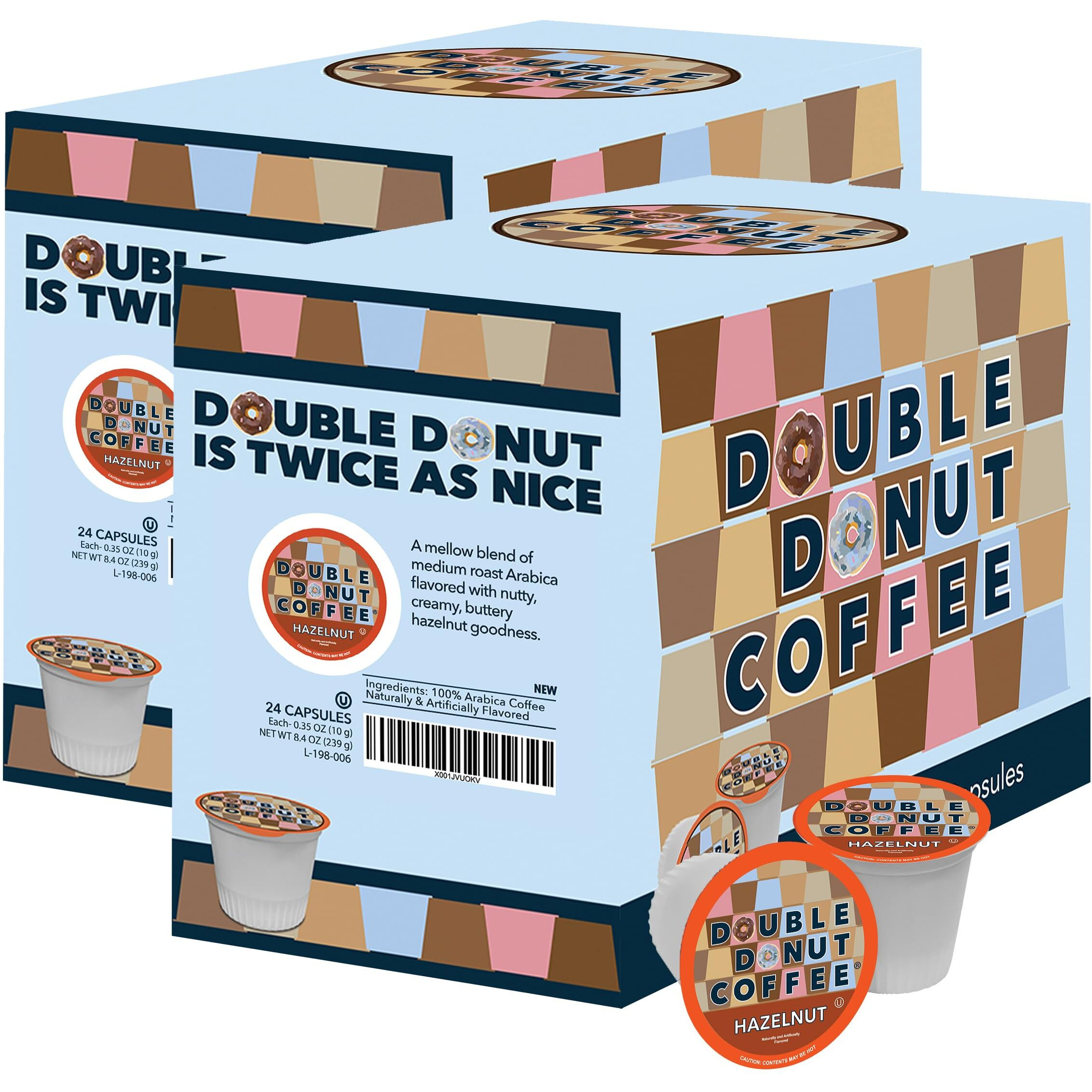 Hazelnut Coffee In Single Serve Coffee Pods For All Keurig Coffee K Cups Brewers, From Double Donut, 48 Cups