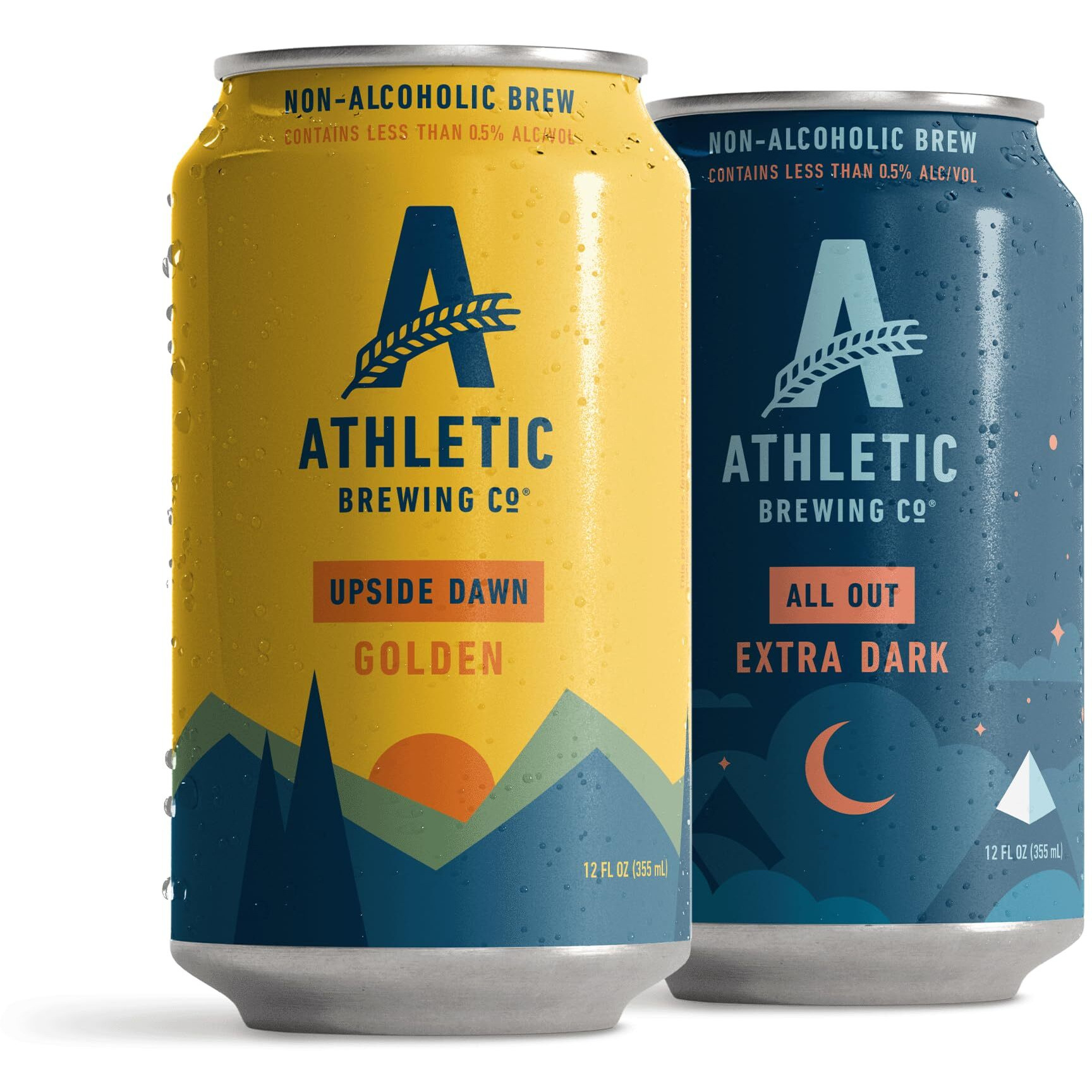 Athletic Brewing Company Craft Non-Alcoholic Beer - 6-Pack All Out And 6-Pack Upside Dawn - Low-Calorie, Award Winning - All Natural Ingredients For A Great Tasting Drink - 12 Fl Oz Cans