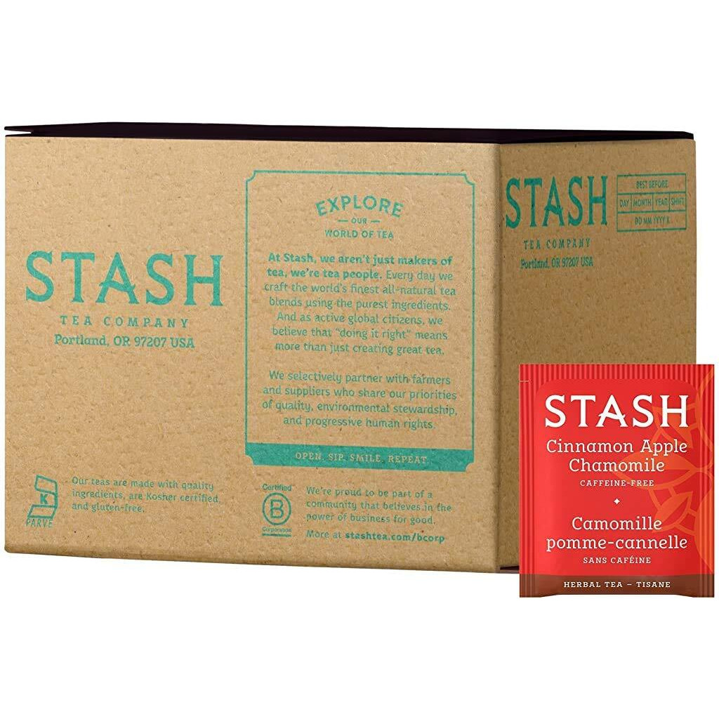 Stash Tea Cinnamon Apple Chamomile Herbal Tea - Naturally Caffeine Free, Non-Gmo Project Verified Premium Tea With No Artificial Ingredients, 100 Count (Bulk Packaging)