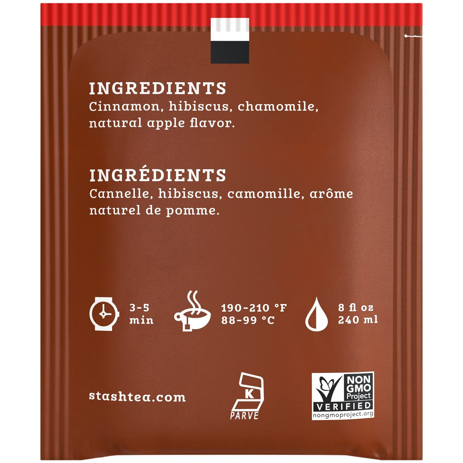 Stash Tea Cinnamon Apple Chamomile Herbal Tea - Naturally Caffeine Free, Non-Gmo Project Verified Premium Tea With No Artificial Ingredients, 100 Count (Bulk Packaging)