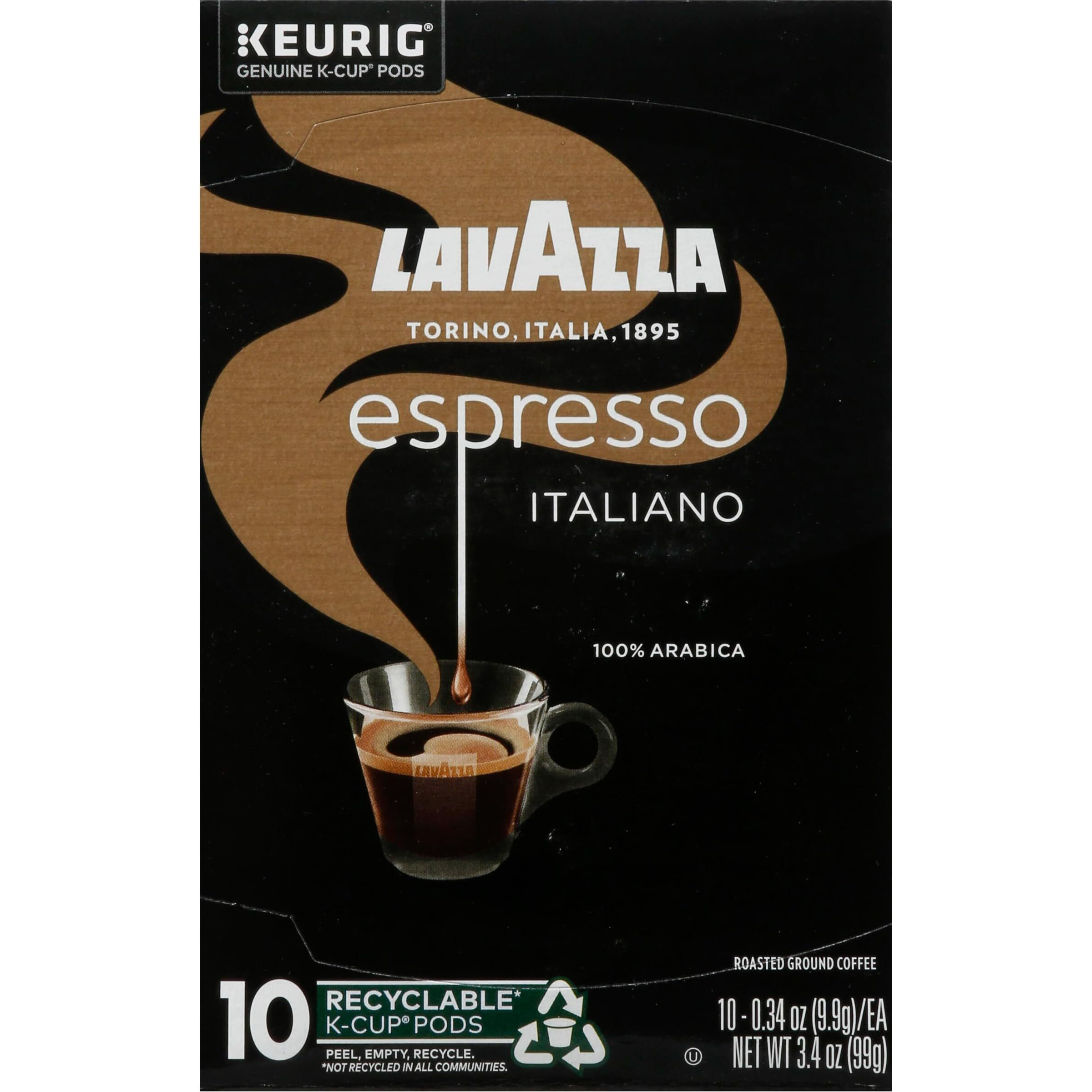 Lavazza, 100% Arabica Espresso Italiano Coffee K-Cup Pods, 0.34 Ounce, 10 Count