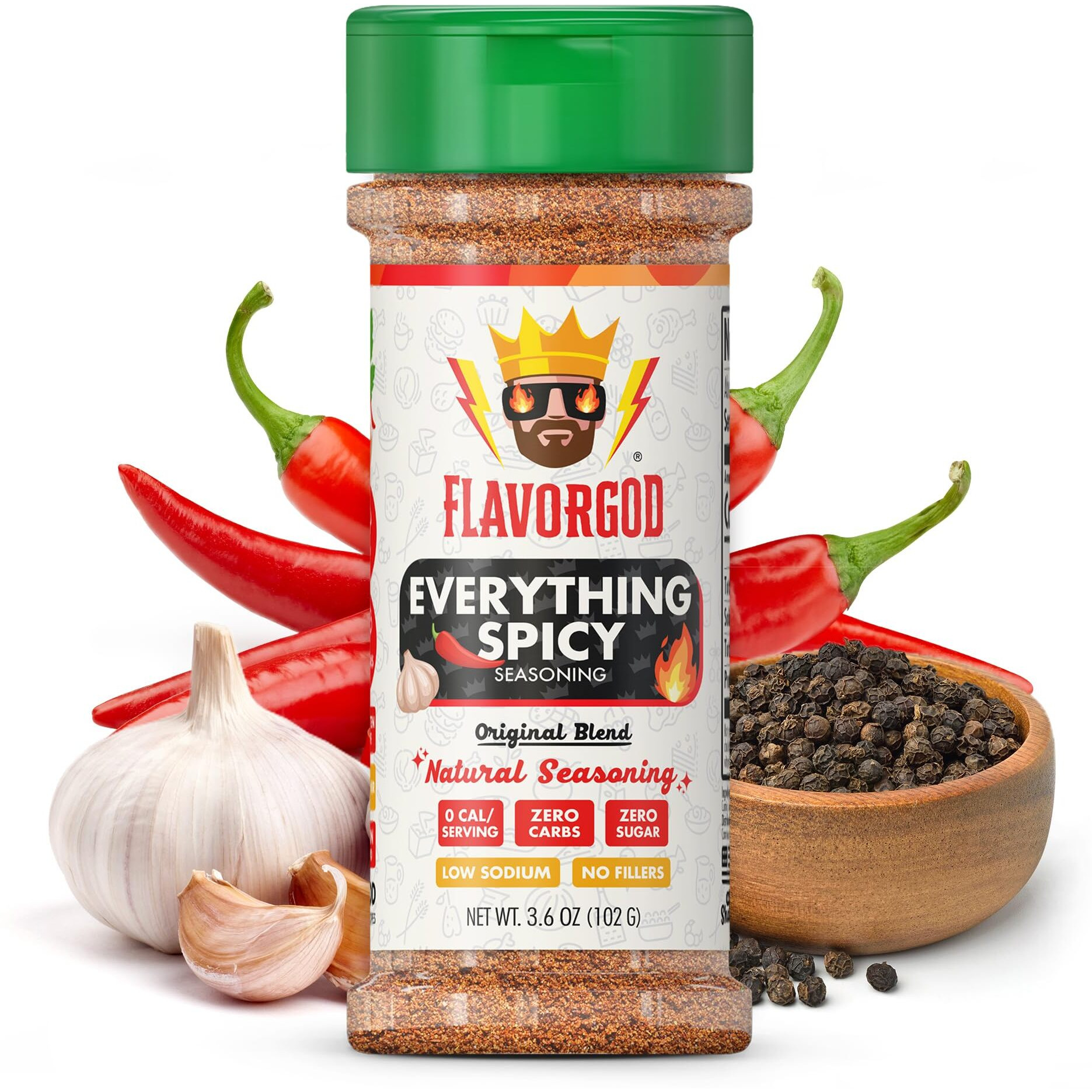 Everything Spicy Seasoning Mix By Flavor God - Premium All Natural & Healthy Spice Blend For Steak, Salad, Chicken, Dips & Vegetables - Kosher, Low Sodium, Dairy-Free, Vegan & Keto Friendly - Great Flavor Spices And Seasoning Gift