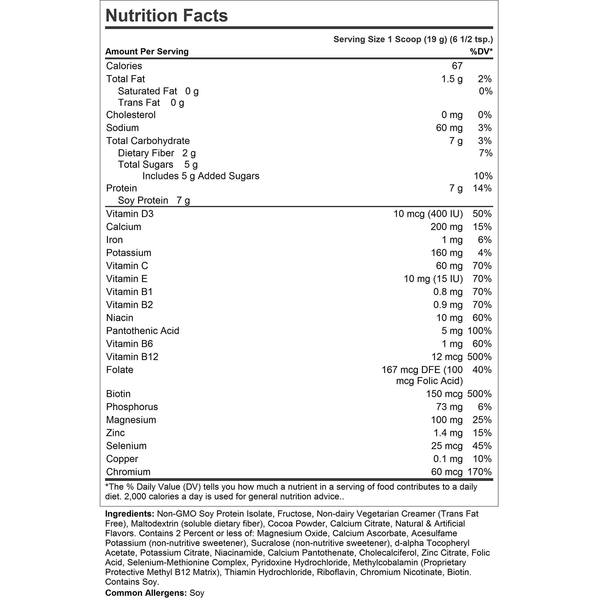 Andrew Lessman Secure Soy Complete Meal Replacement - Chocolate 30 Servings - Only 67 Calories, 7 Grams Non-Gmo Soy Protein, Vitamins & Minerals, Low-Fat, Nutritious & Delicious, Mixes Instantly