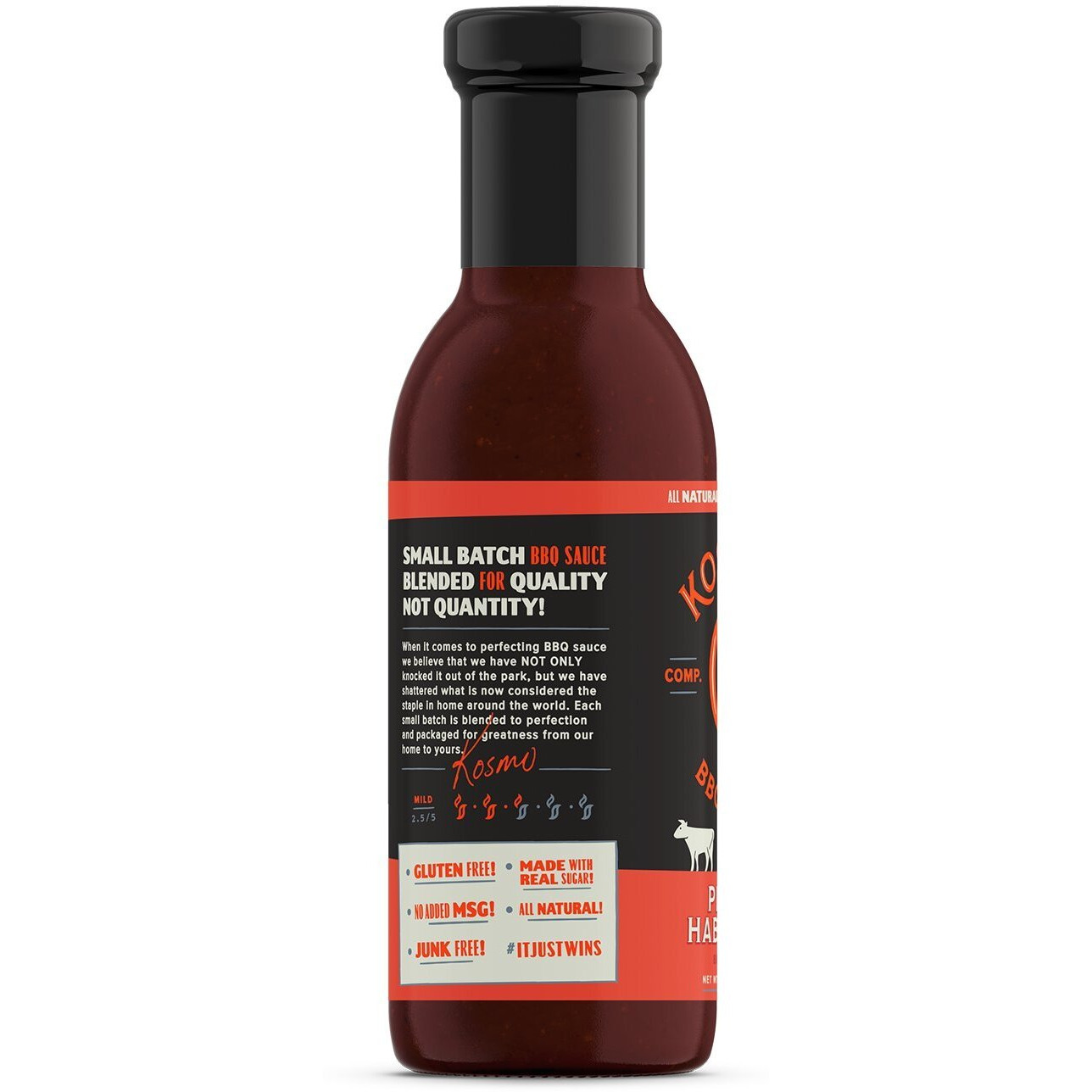 Kosmos Q Peach Habanero Bbq Sauce - 15.5 Oz Bottle For Bbq & Marinades W/ Sweet And Spicy Flavor - Thick Barbecue Sauce For Tender & Juicy Meat (Peach Habanero)