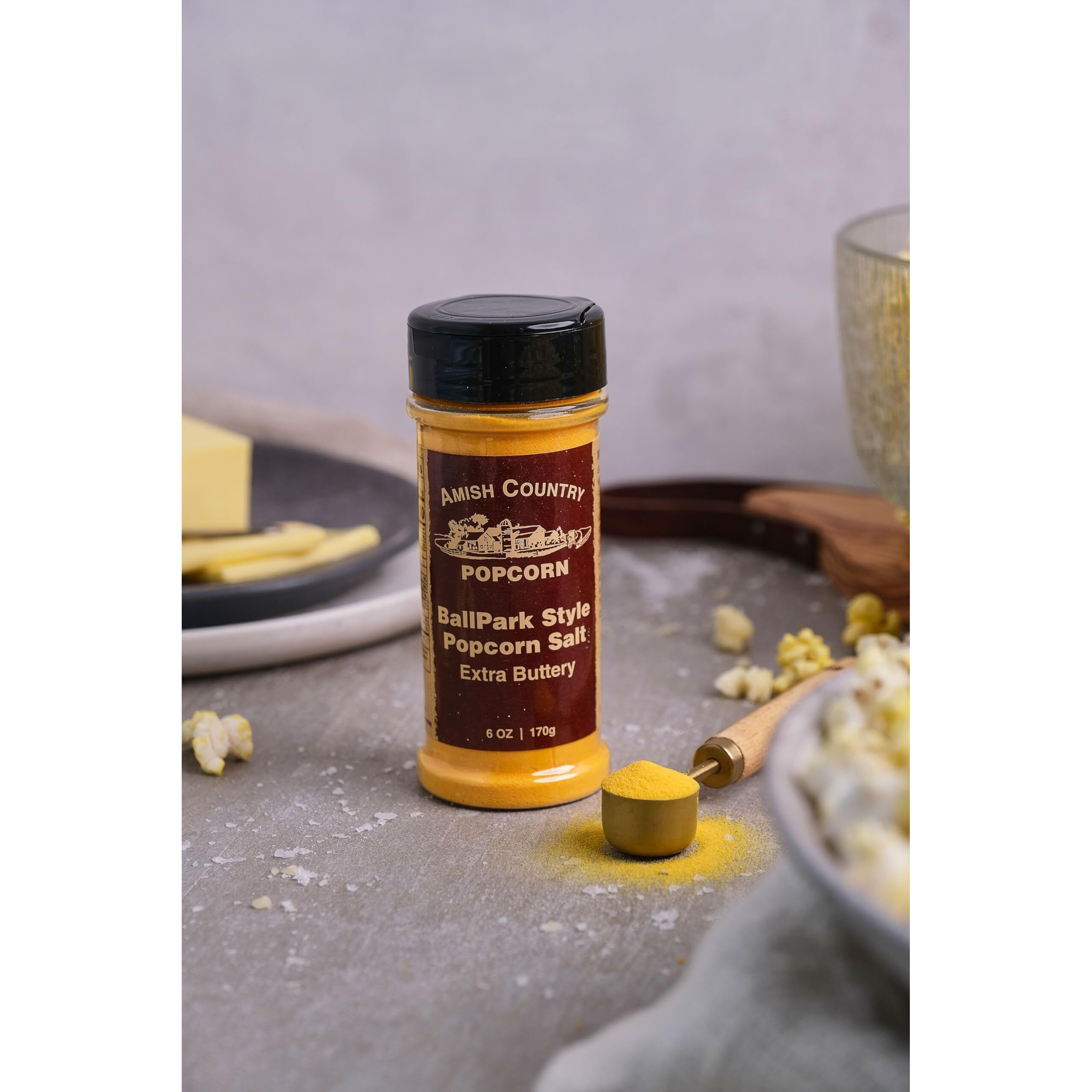 Amish Country Popcorn | Seasoning Variety Pack | Ballpark Style Buttersalt - 6 Oz And White Cheddar Cheese - 3.8 Oz | 2 Pack Popcorn Seasoning