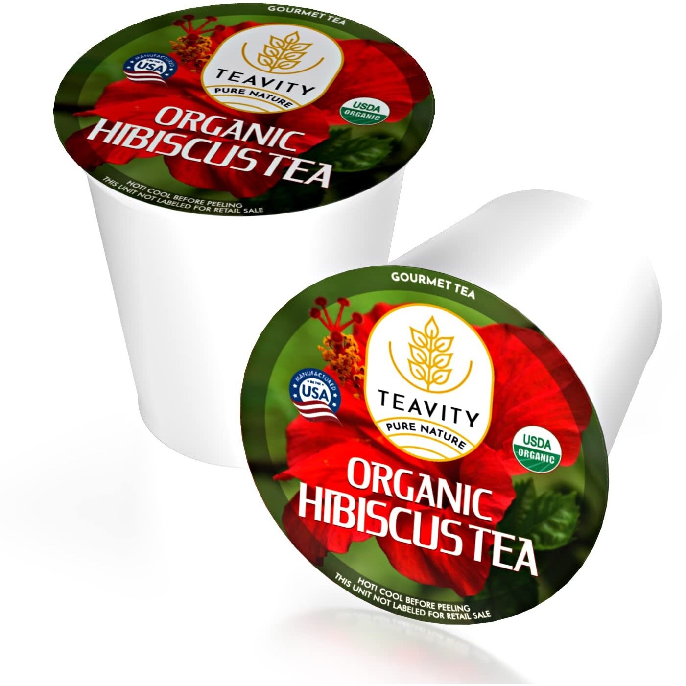 Organic Hibiscus Sabdariffa Tea Organic Naturally Decaf Tea Pods For Keurig By Teavity (36 Tea Pods)