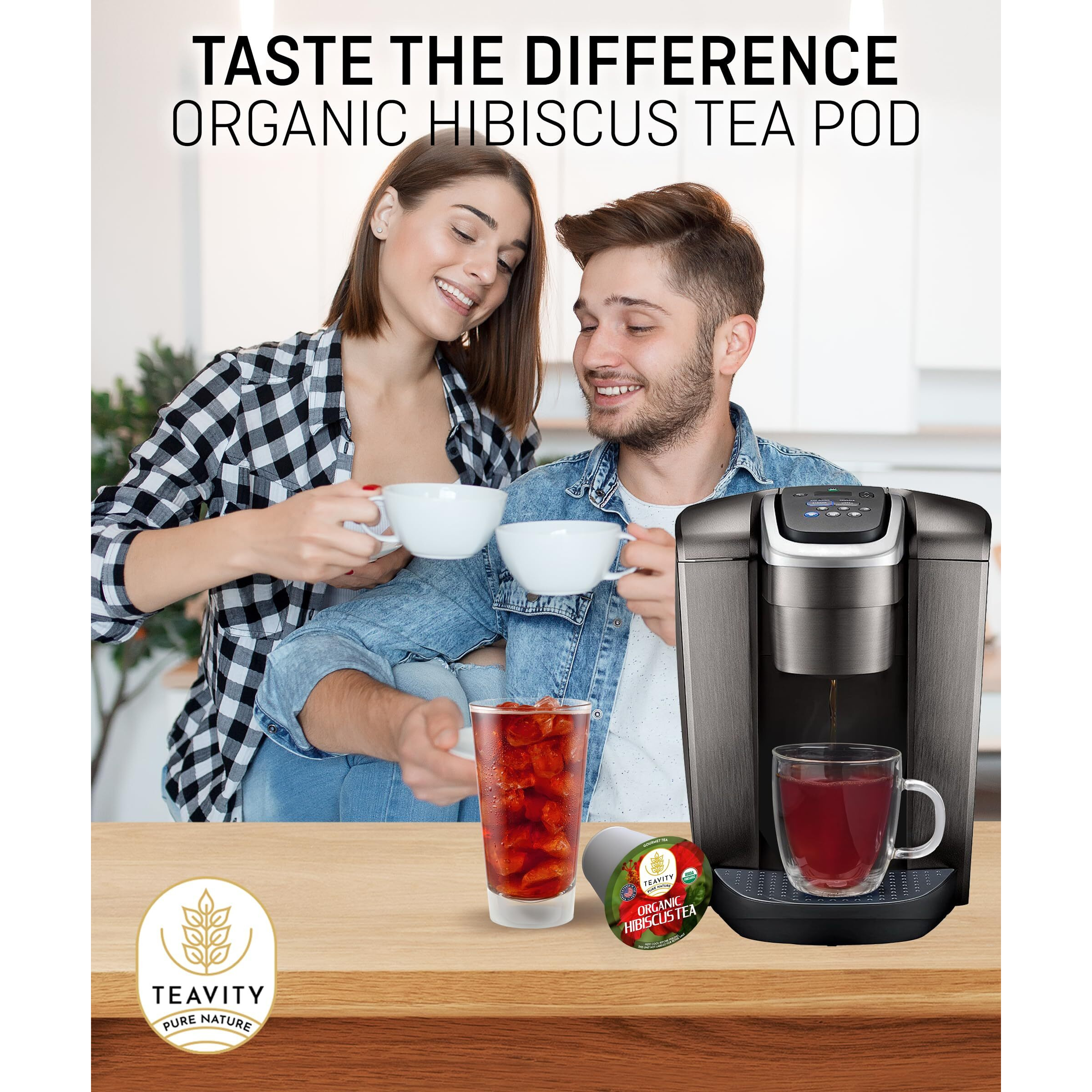 Organic Hibiscus Sabdariffa Tea Organic Naturally Decaf Tea Pods For Keurig By Teavity (36 Tea Pods)