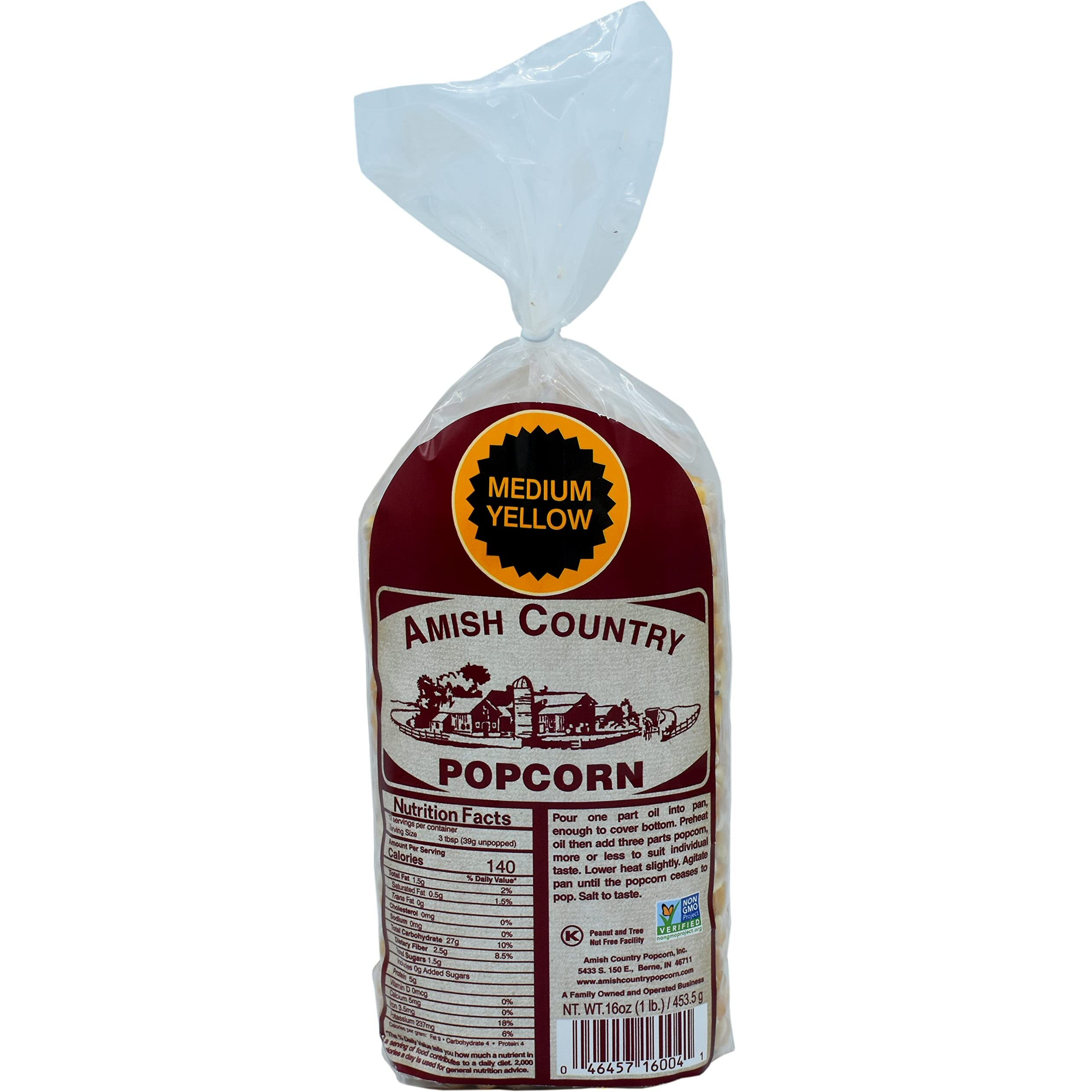 Amish Country Popcorn | 1 Lb Bag | Medium Yellow Popcorn Kernels | Old Fashioned, Non-Gmo And Gluten Free (Medium Yellow - 1 Lb Bag)