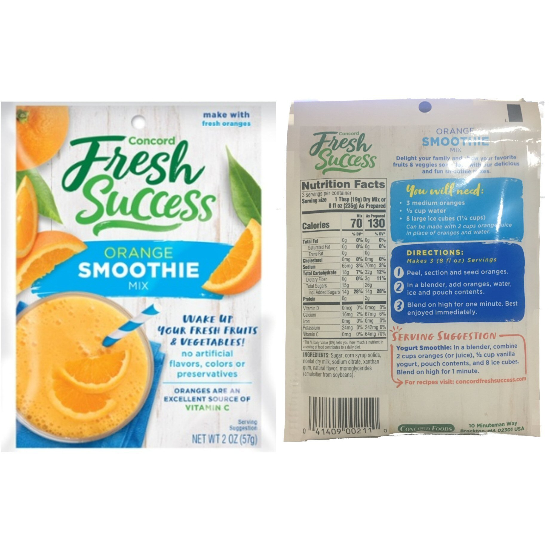 Concord Orange Smoothie Mix, 2-Ounce Packages (Pack Of 18 )