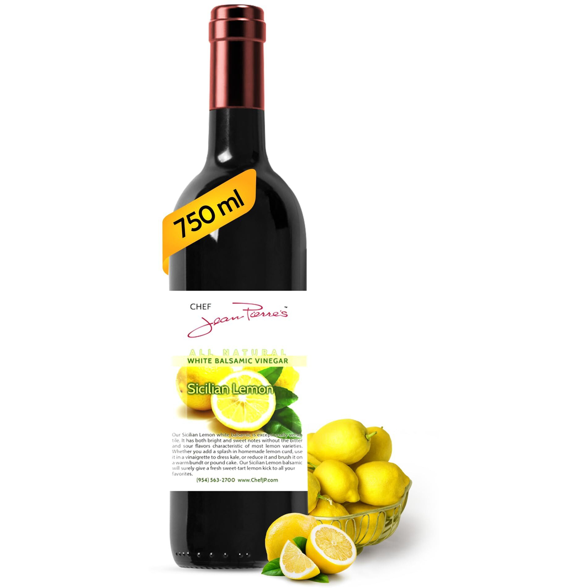 Chef Jean Pierre's Italian Balsamic Vinegar - 750Ml (25Oz) Rich Lemon Flavor, 12-Year Traditional Barrel Aged - Ideal For Enhancing Your Meals