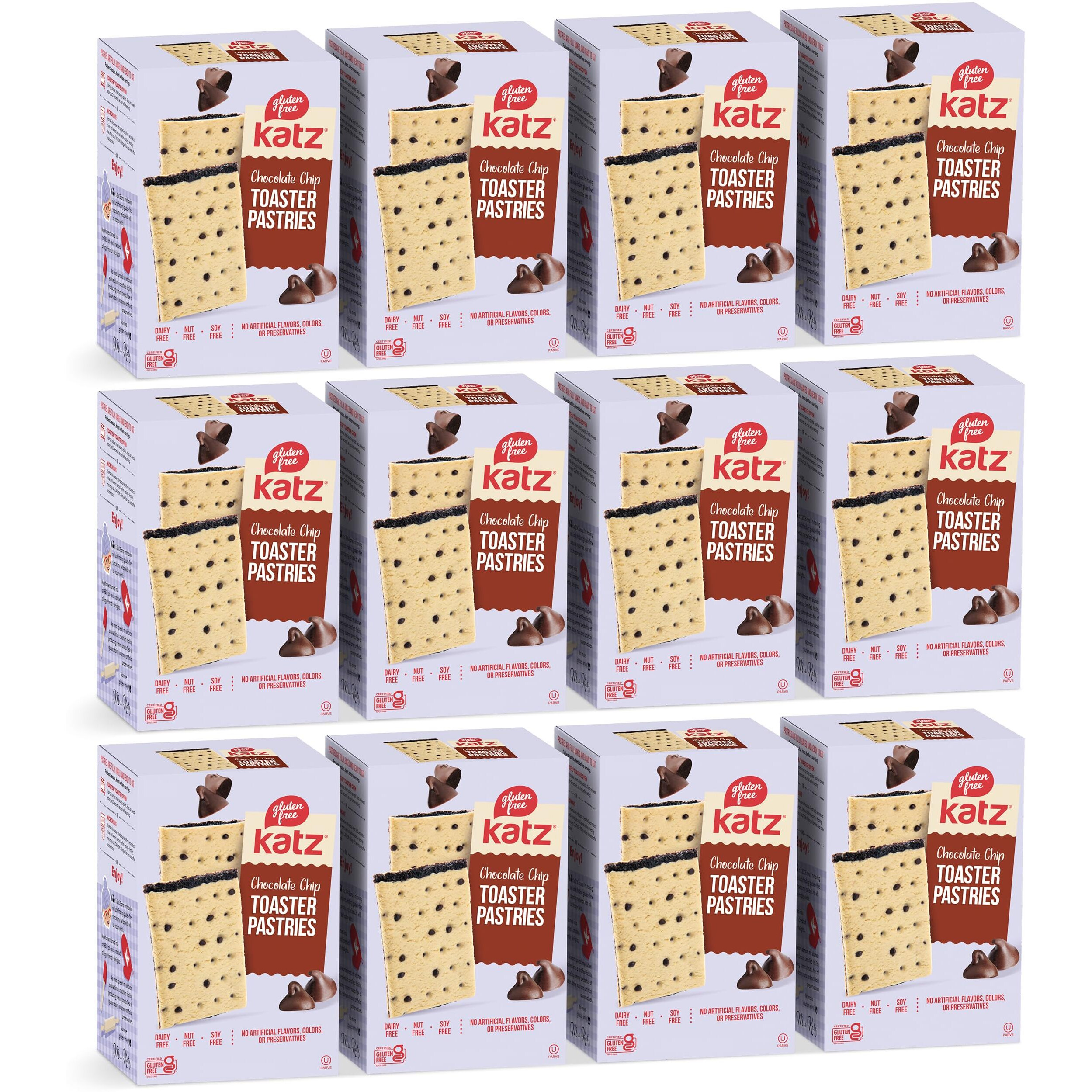Katz Gluten Free Toaster Pastries. Chocolate Chip. Easy Breakfast Food Or Anytime Snacks For Adults & Kids. Sesame Free, Dairy Free, Nut Free, Peanut Free, Soy Free. Kosher Snacks 8 Oz (Pack Of 12)