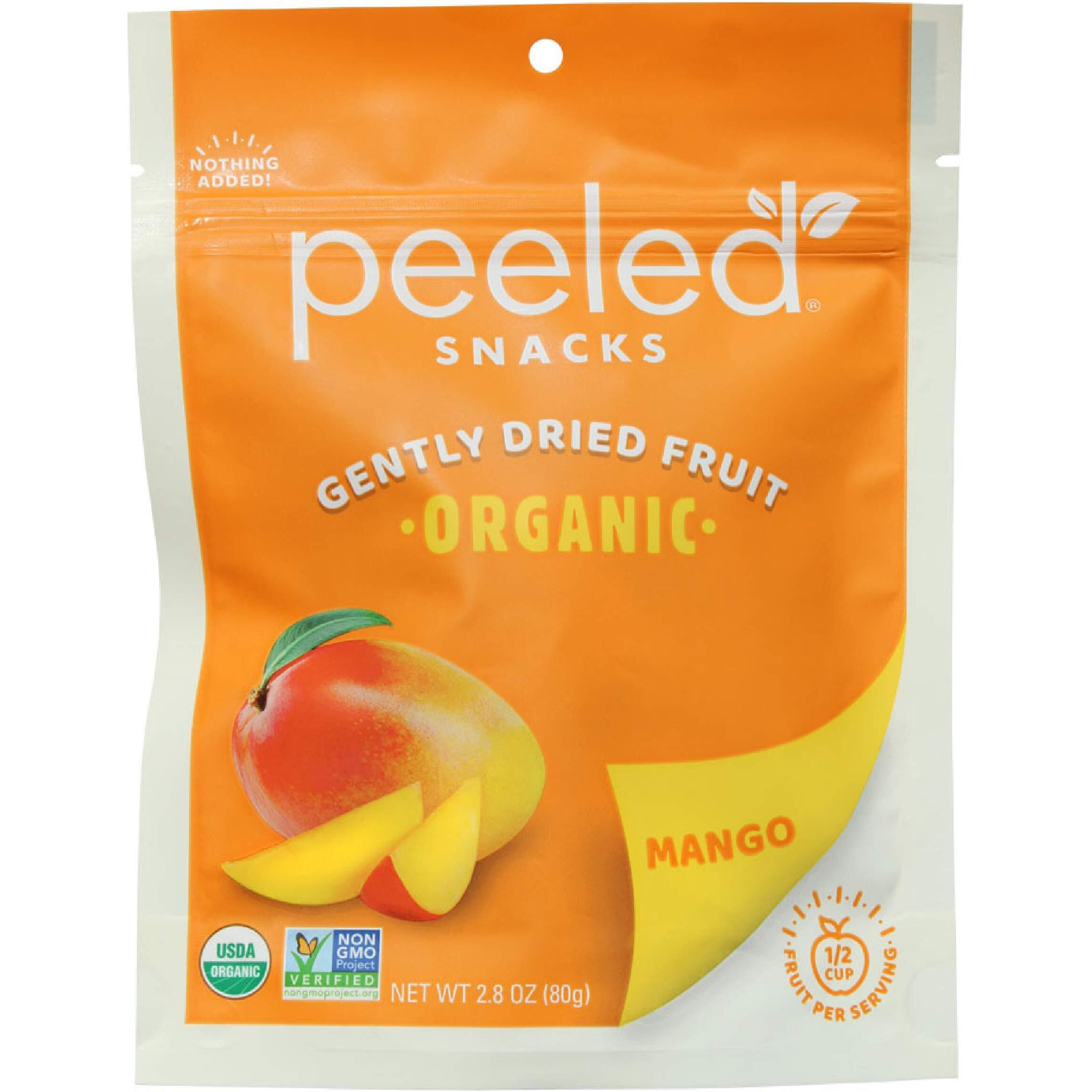 Peeled Snacks Organic Dried Fruit, Mango, 2.8 Oz., Pack Of 12 -Healthy, Vegan Snacksfor On-The-Go, Lunch And More