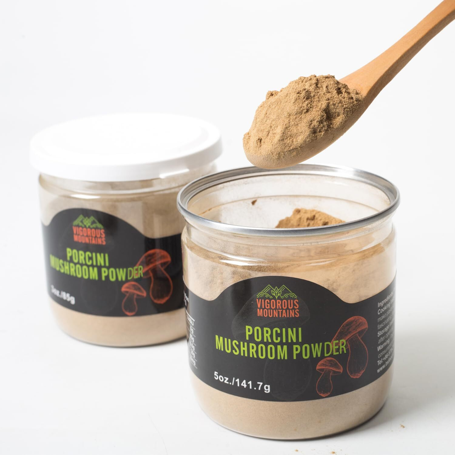 Vigorous Mountains Dried Porcini Mushroom Seasoning Powder For Cooking, Salt Free Beef Broth Powdered Sauce Add Instant Flavor And Depth To All Your Favorite Dishes 3 Oz