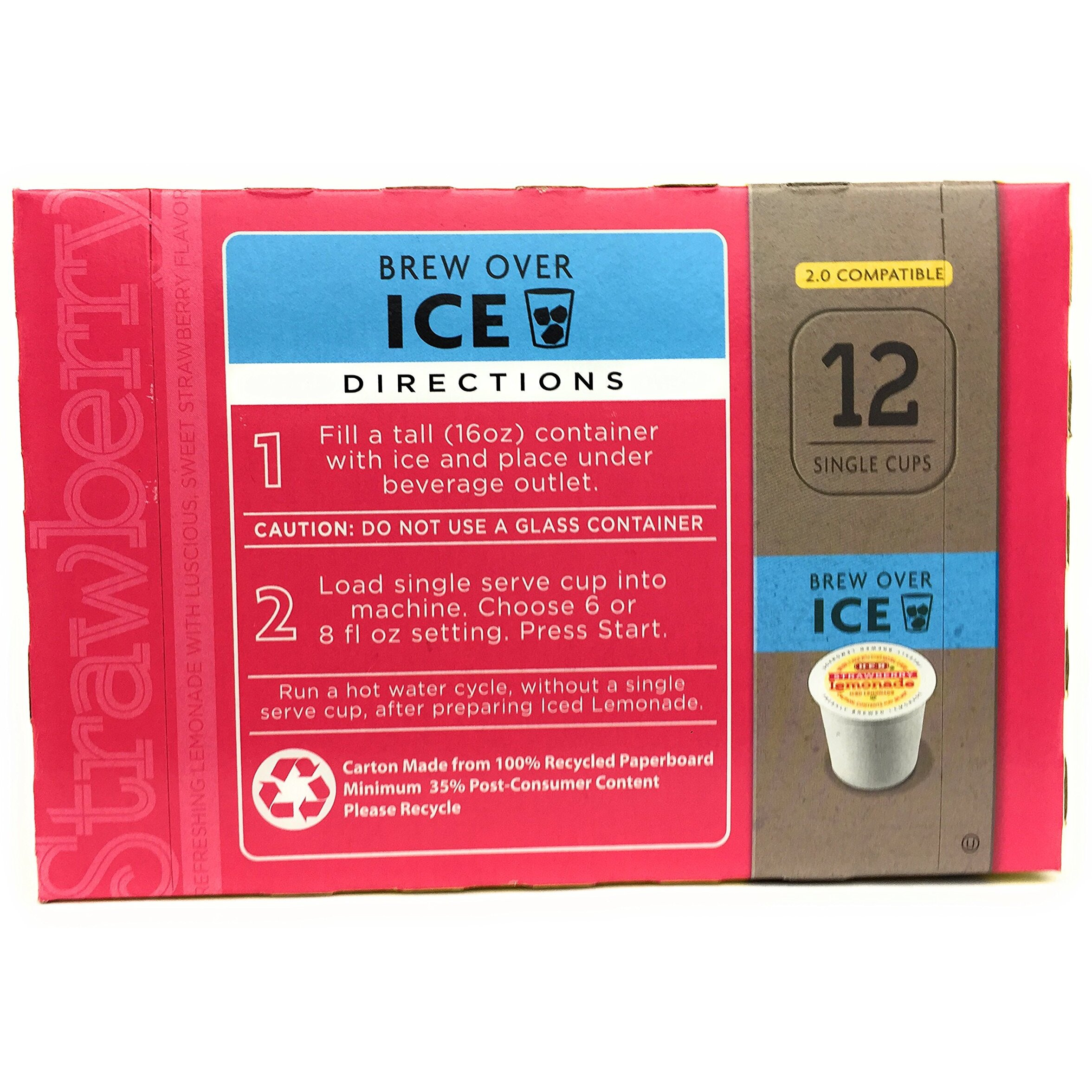 Heb Brew Over Ice, Strawberry Lemonade Single Serve Cups Compatible With Keurig 2.0, 12 Cts