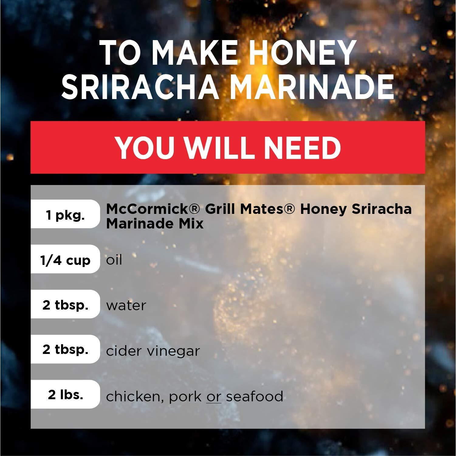Mccormick Grill Mates Honey Sriracha Marinade Mix, 1 Oz (Pack Of 12)