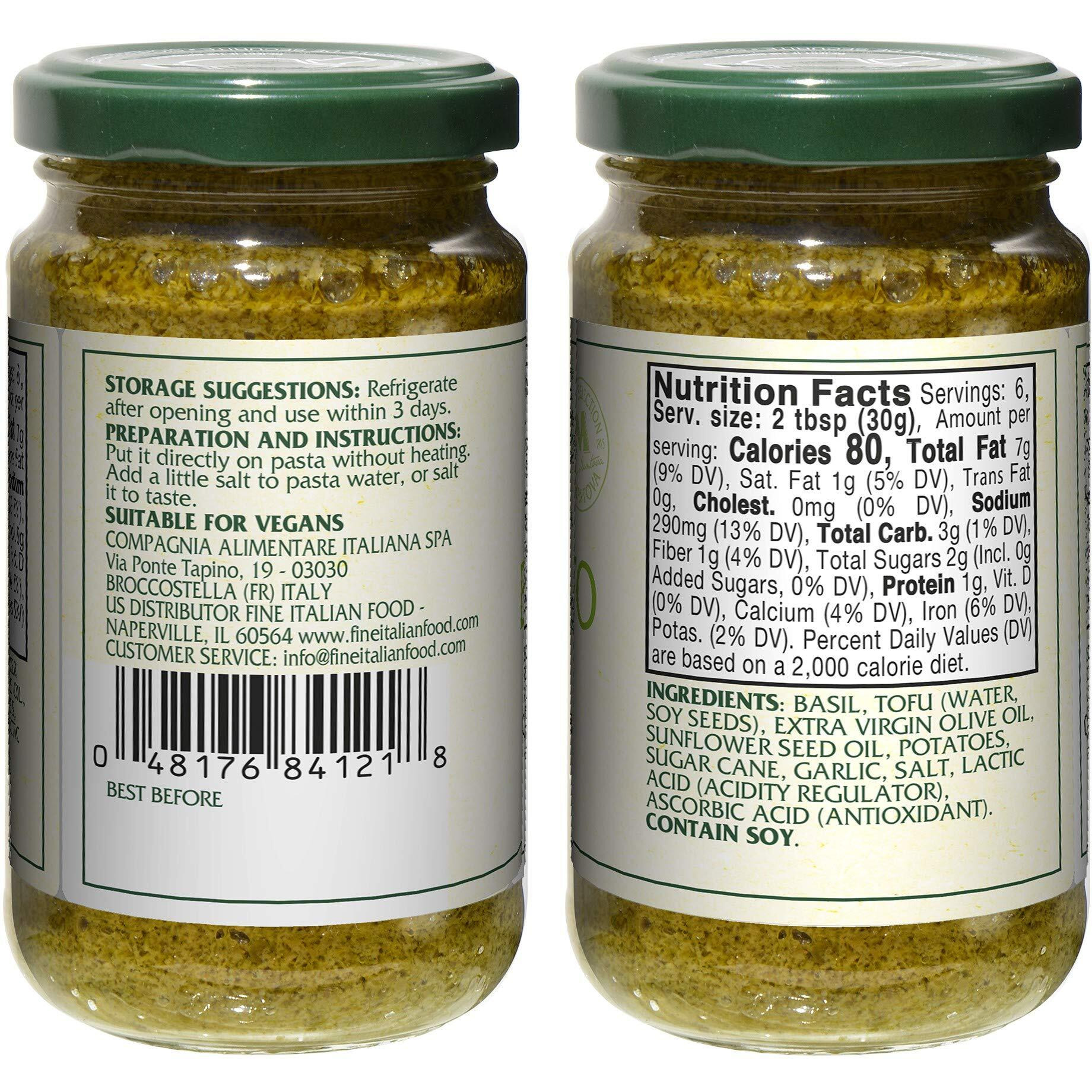 Mantova Vegan Basil Pesto, 6.7Oz (Pack Of 2), Product Of Italy