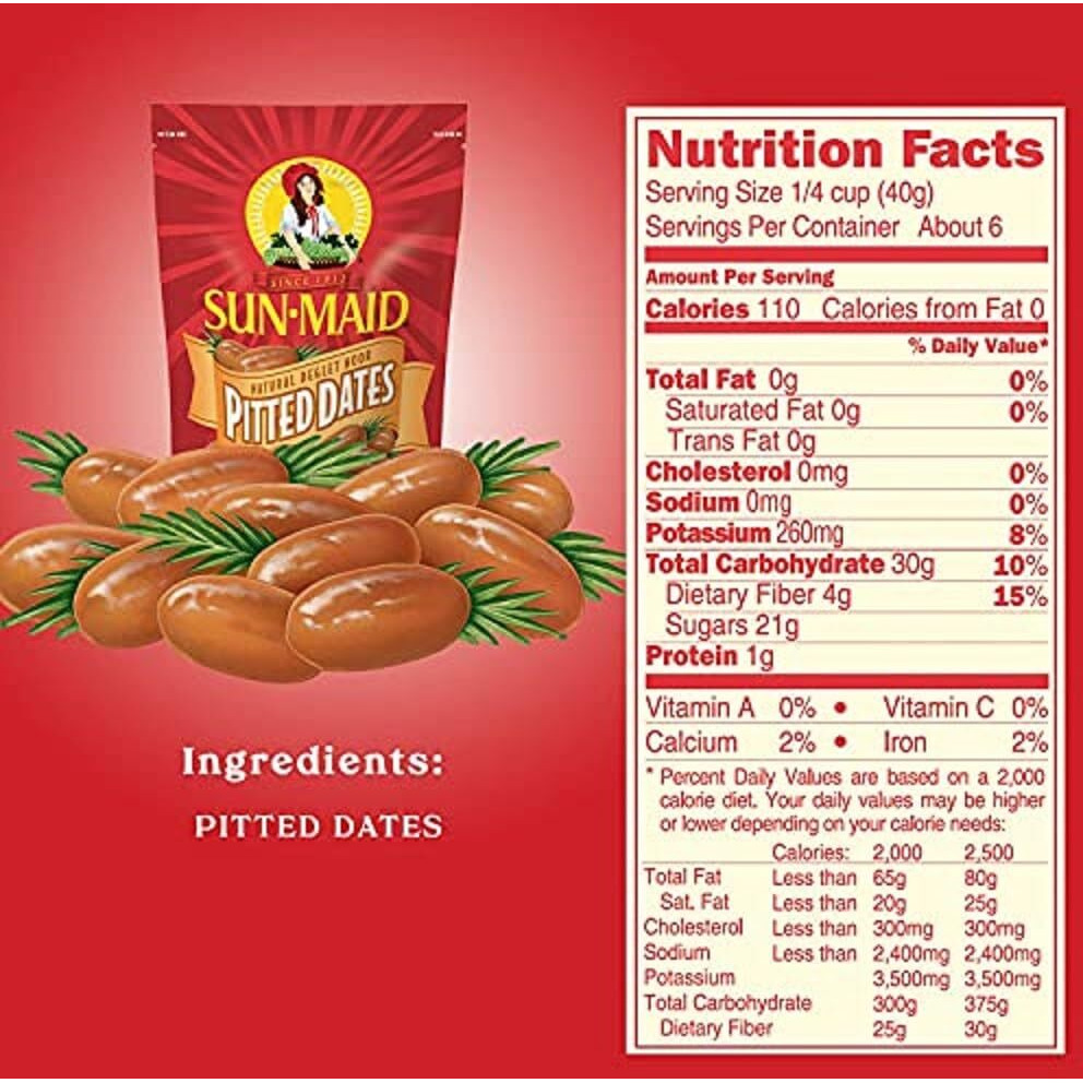 Sun-Maid Deglet Noor Pitted Dried Dates - (Pack Of 10) 8 Oz Resealable Bag - Pitted Deglet Noor Dates Dried Fruit Snack For Lunches, Snacks, And Natural Sweeteners