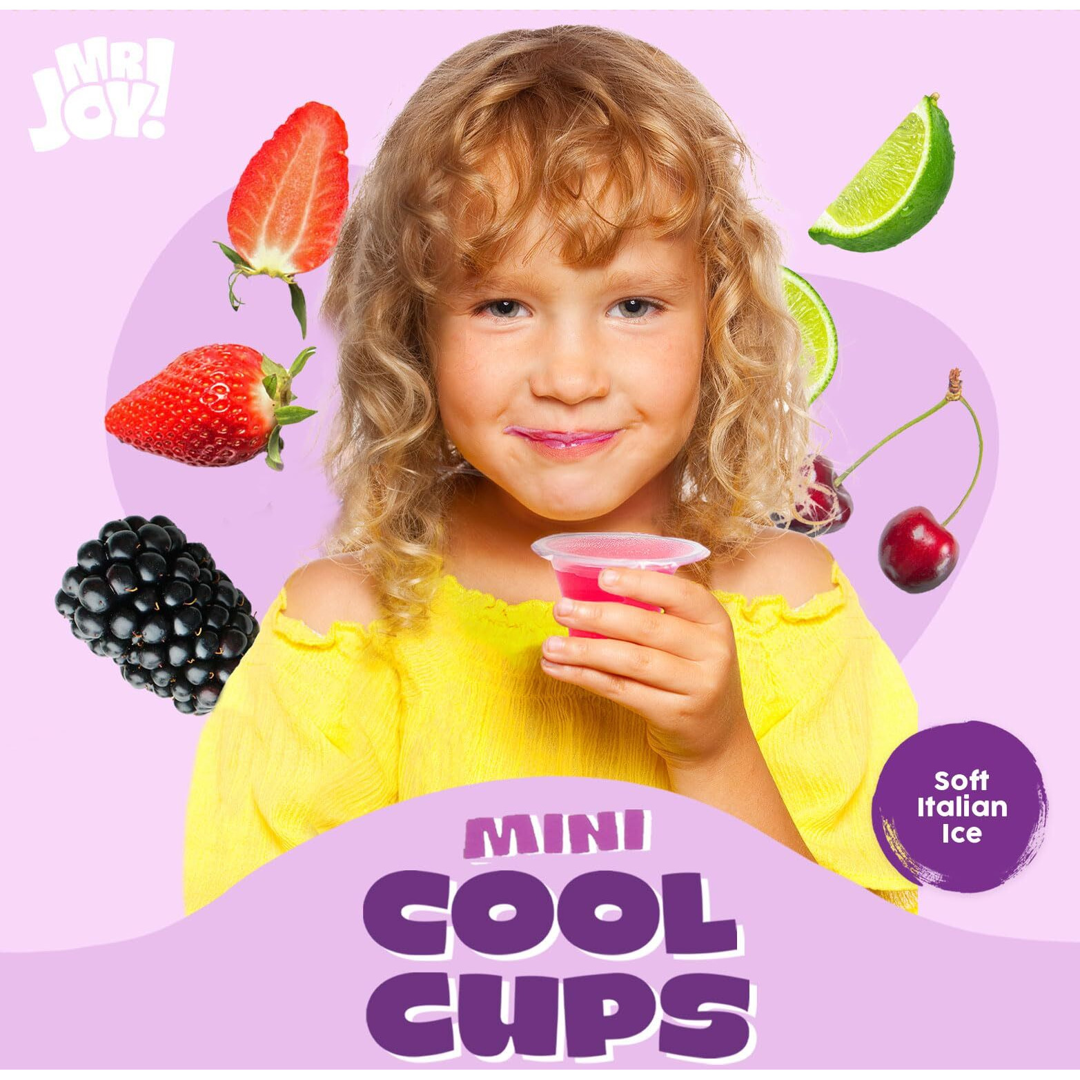Mr. Joy Soft Italian Ices -Ships Non Frozen Assorted Flavors Mini Cool Cups Variety Pack (40 X 1.34Oz) - Freeze & Enjoy - 40 Pantry-Safe Mini Italian Ices Dessert Cups (1 Box (40 Cups))