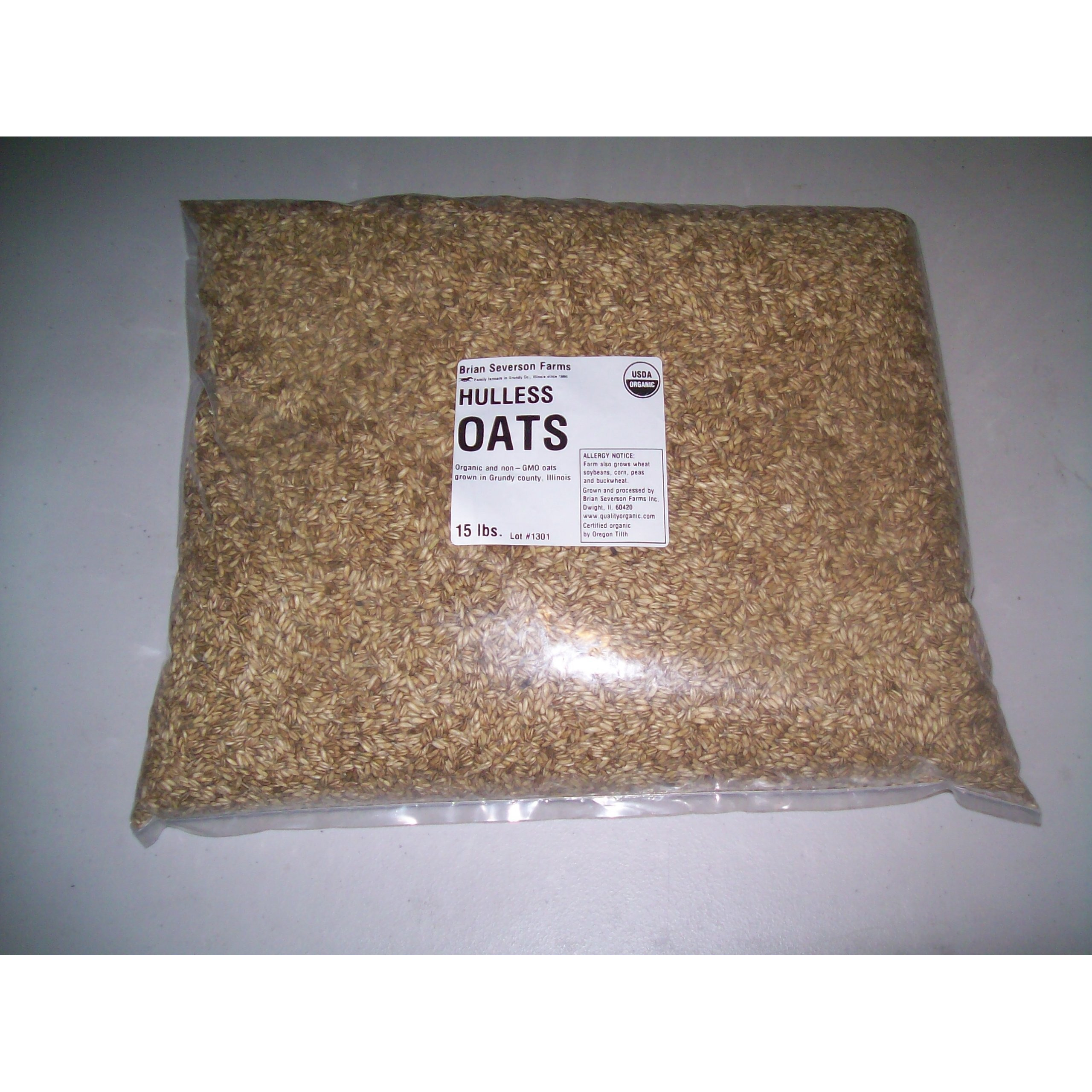 Whole Oat Groats Raw Hulless Oats, Farmer Direct 15 Lbs. (Clear Poly Plastic Bag (Organic))