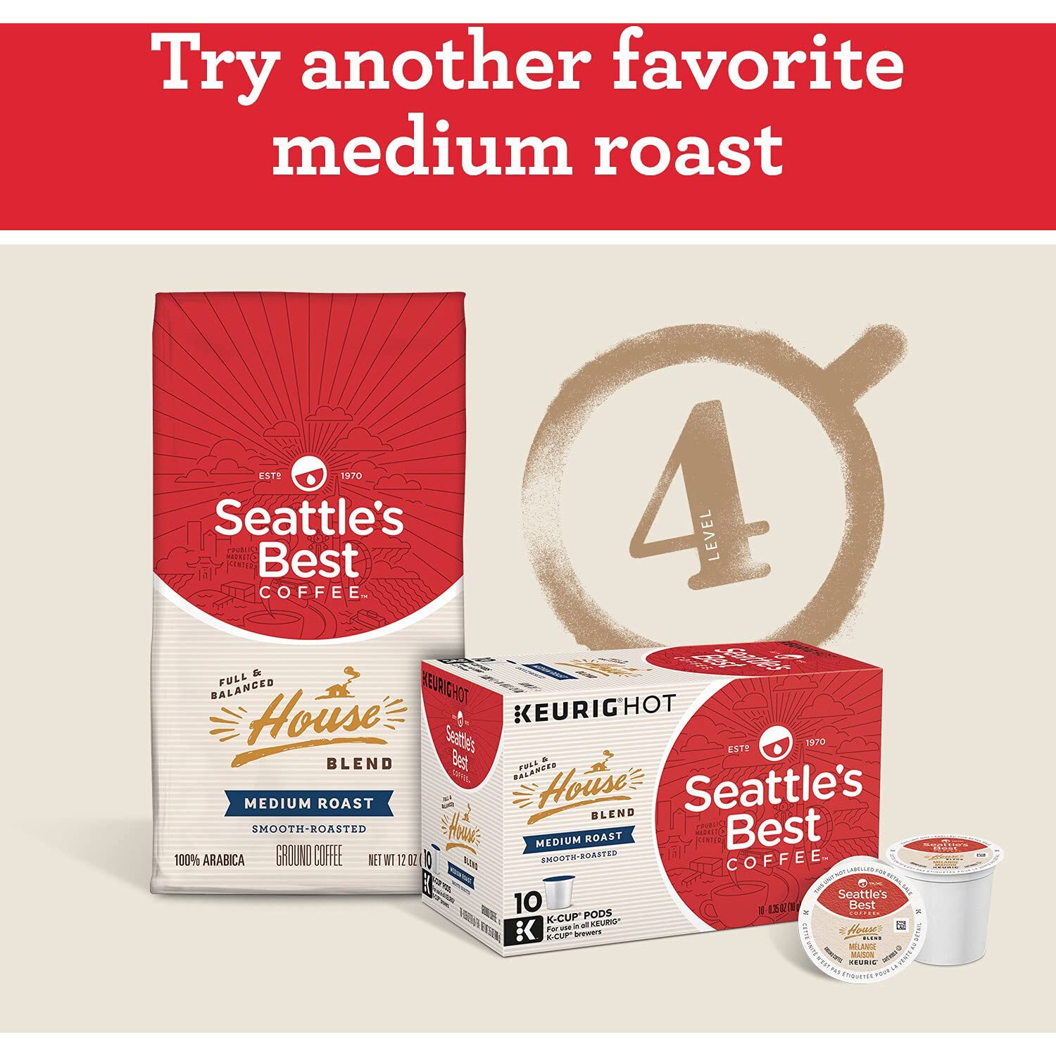 Seattle's Best Coffee Portside Blend Medium Roast Ground Coffee | 12 Ounce Bags (Pack Of 6)