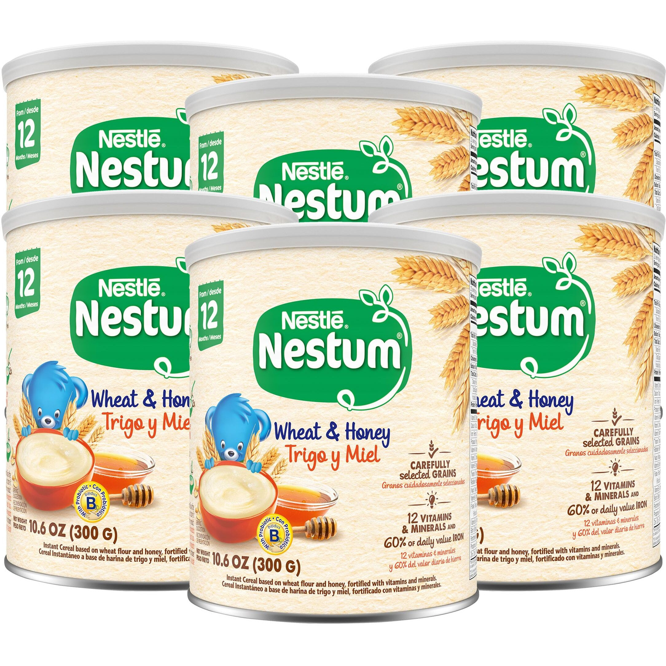 Nestle Nestum Cereal, Wheat And Honey, 10.5-Ounce Container (Pack Of 6)