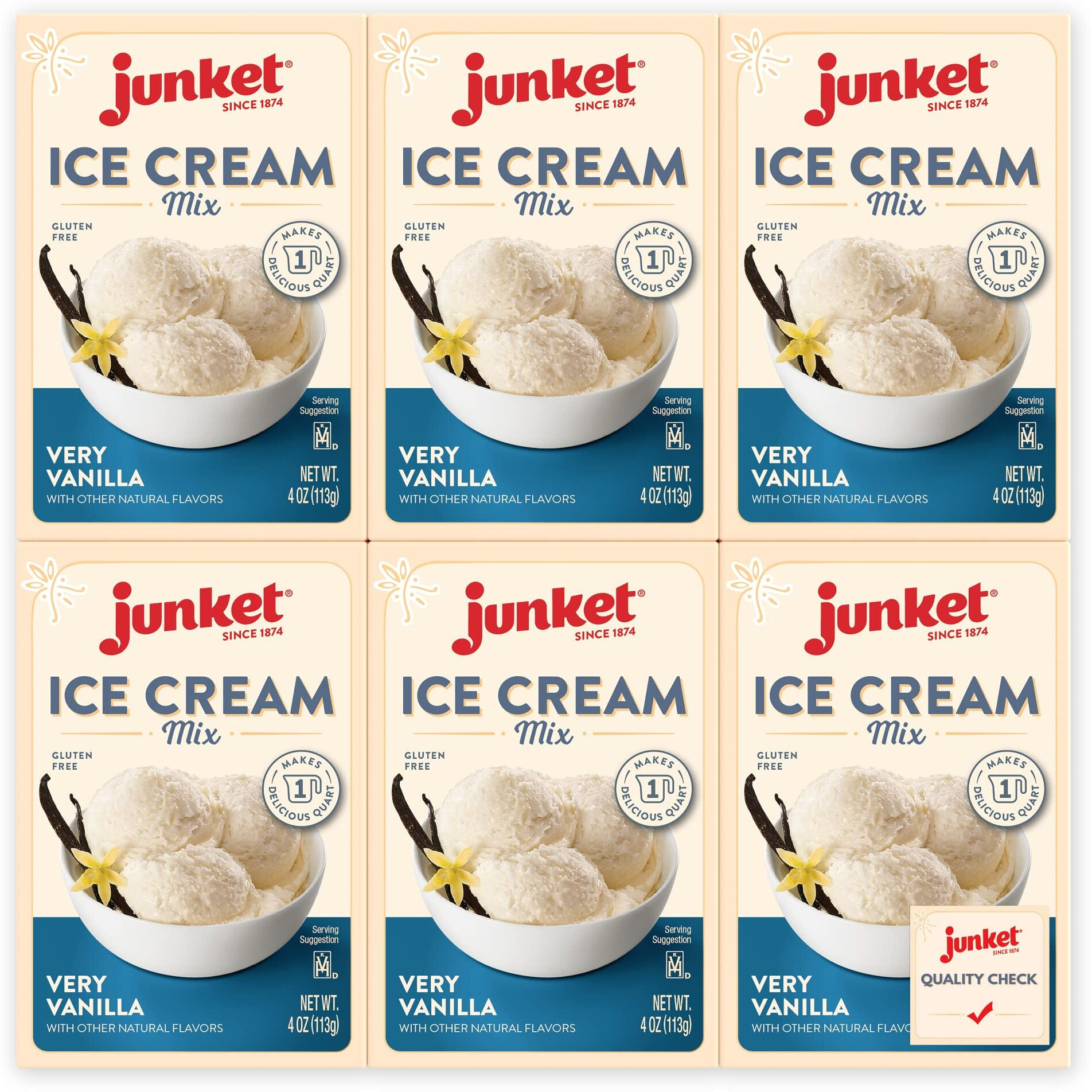 Junket Vanilla Ice Cream Mix Makes 6 Quarts Old Fashioned Homemade Ice Cream For Ice Cream Maker Or Hand Stir - Just Add Milk And Cream, Chill, And Enjoy. Quick And Easy 4 Oz Box Of Powdered Ice Cream Starter Mix (Pack Of 6)