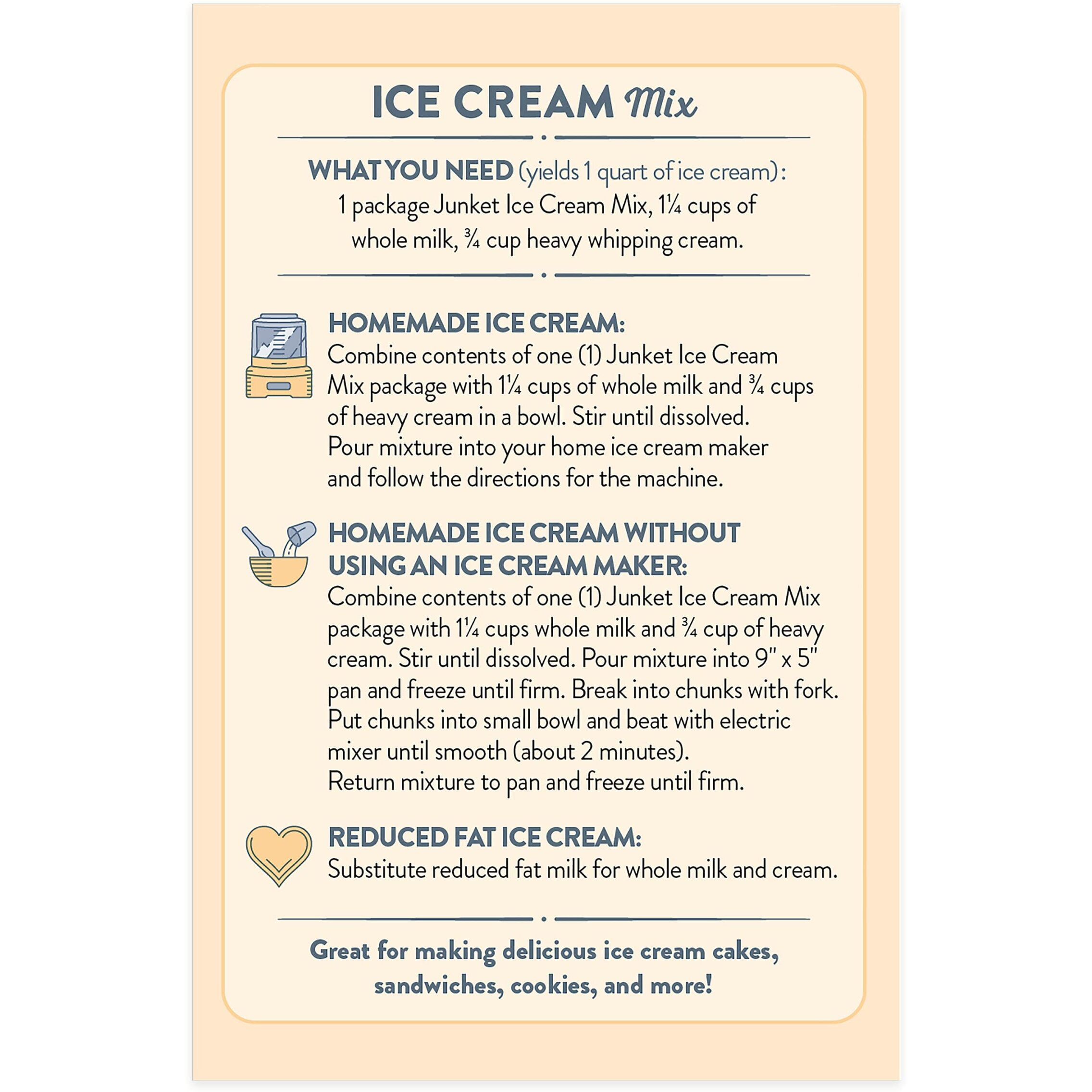 Junket Vanilla Ice Cream Mix Makes 6 Quarts Old Fashioned Homemade Ice Cream For Ice Cream Maker Or Hand Stir - Just Add Milk And Cream, Chill, And Enjoy. Quick And Easy 4 Oz Box Of Powdered Ice Cream Starter Mix (Pack Of 6)