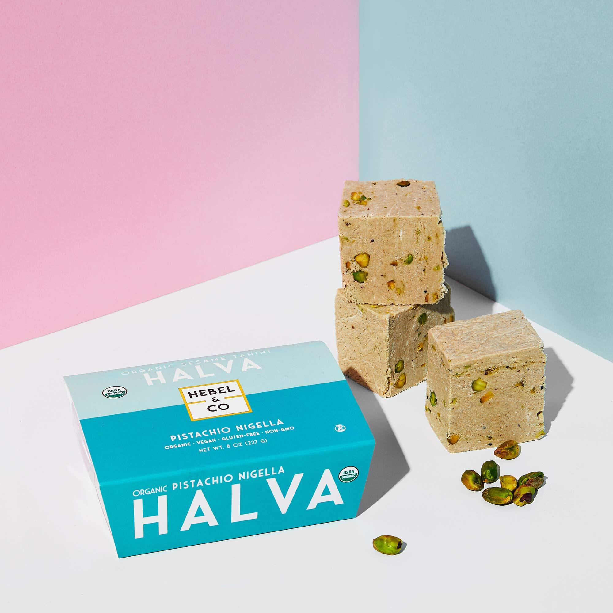 Hebel & Co Pistachio Nigella Halva - 8 Oz | Certified Usda Organic, Gluten Free, Kosher & Vegan