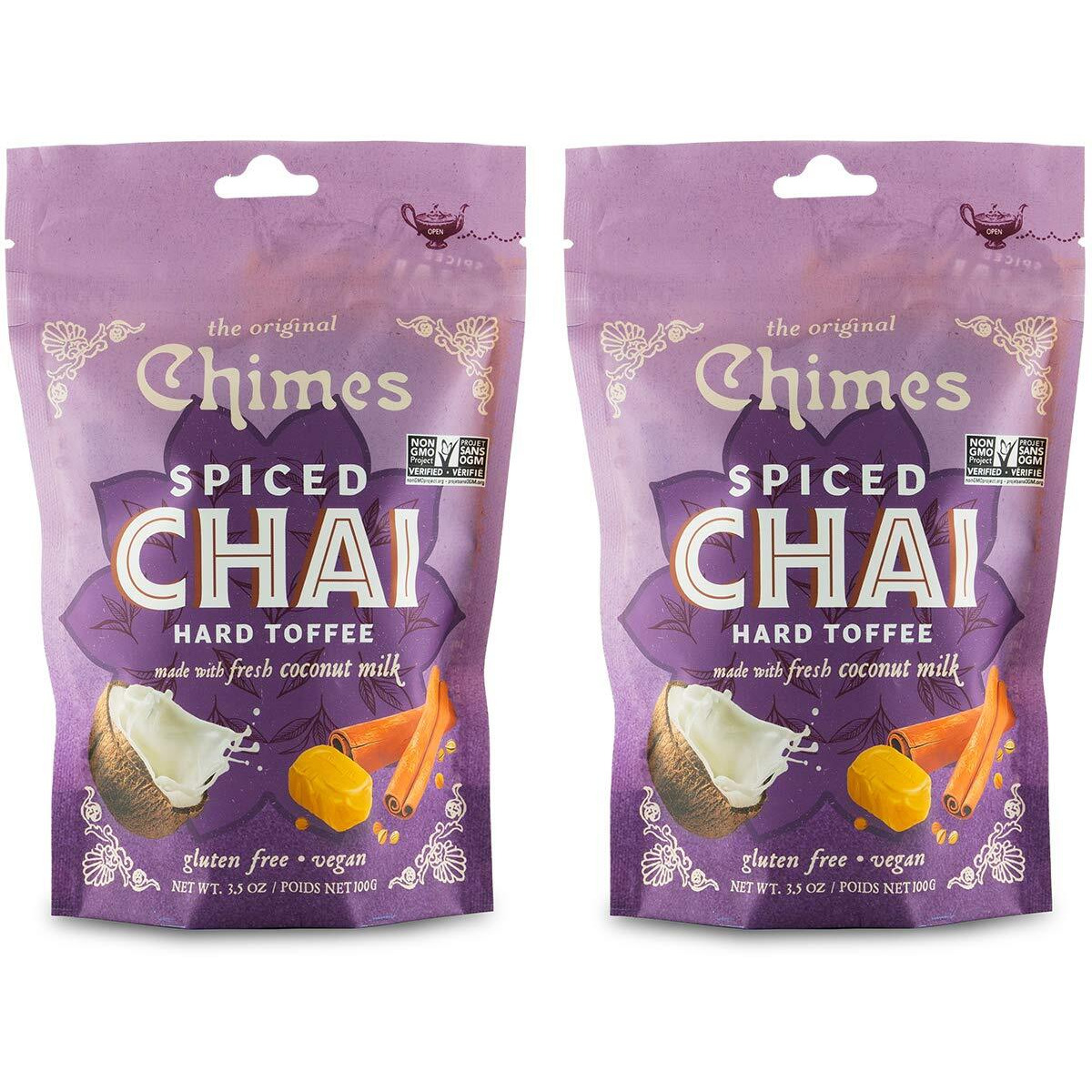 Chimes Coconut Spiced Chai Hard Toffee Candy (Pack Of 2)