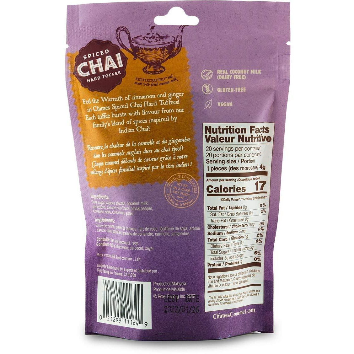 Chimes Coconut Spiced Chai Hard Toffee Candy (Pack Of 2)