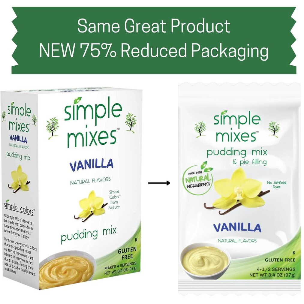 Simple Mixes Natural Instant Pudding Mix, Vanilla, 3.4 Ounces Each, Pack Of 6