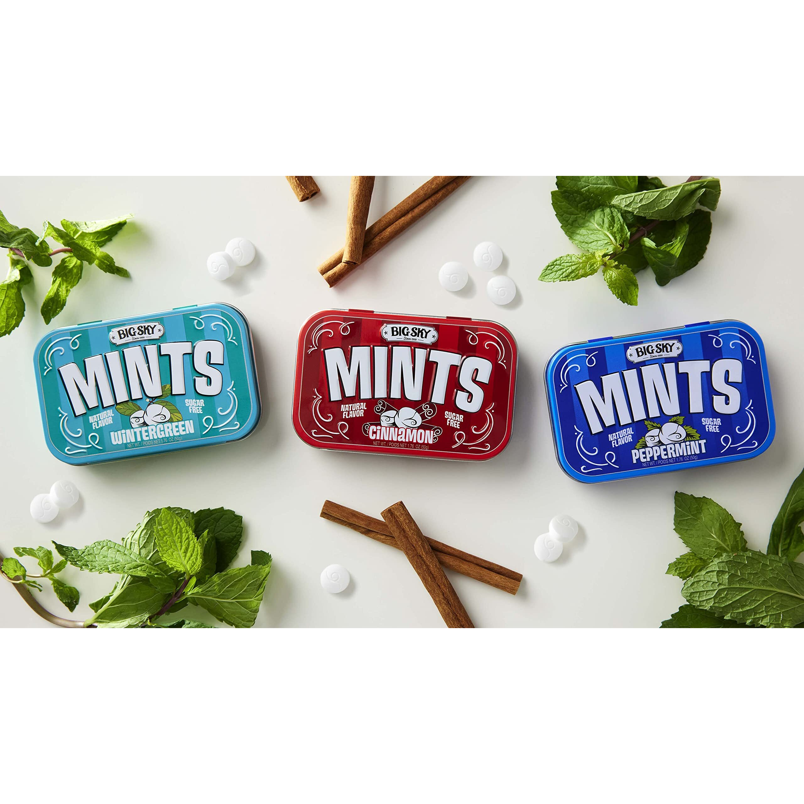 Big Sky Sugar Free Cinnamon Mint Candy, 50G Tin - 6 Count Display Tray